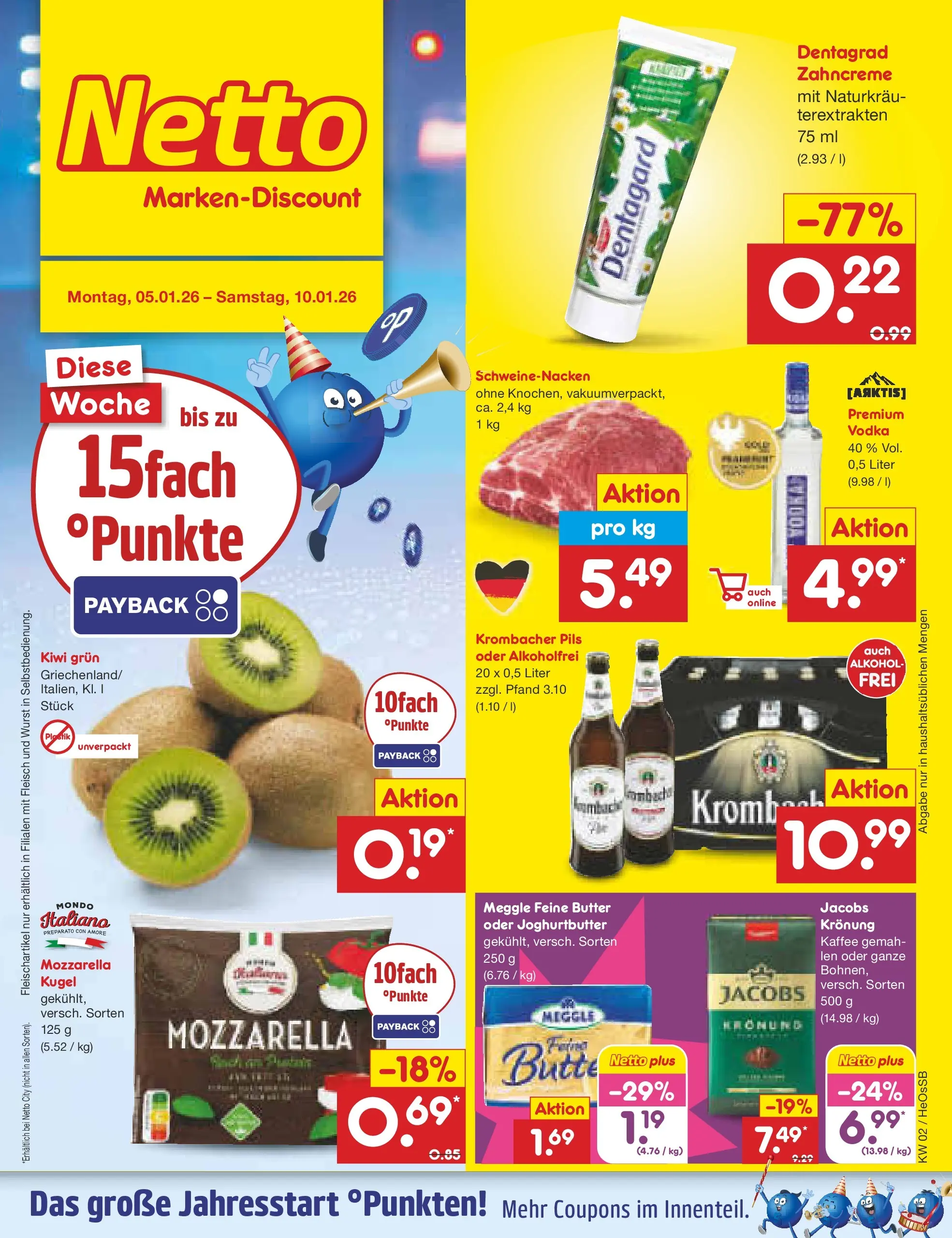 Netto Marken-Discount prospekt Kröpelin	 (ab 04.01.2026) » Angebote | Seite: 1 | Produkte: Butter, Pils, Schweinenacken, Wurst