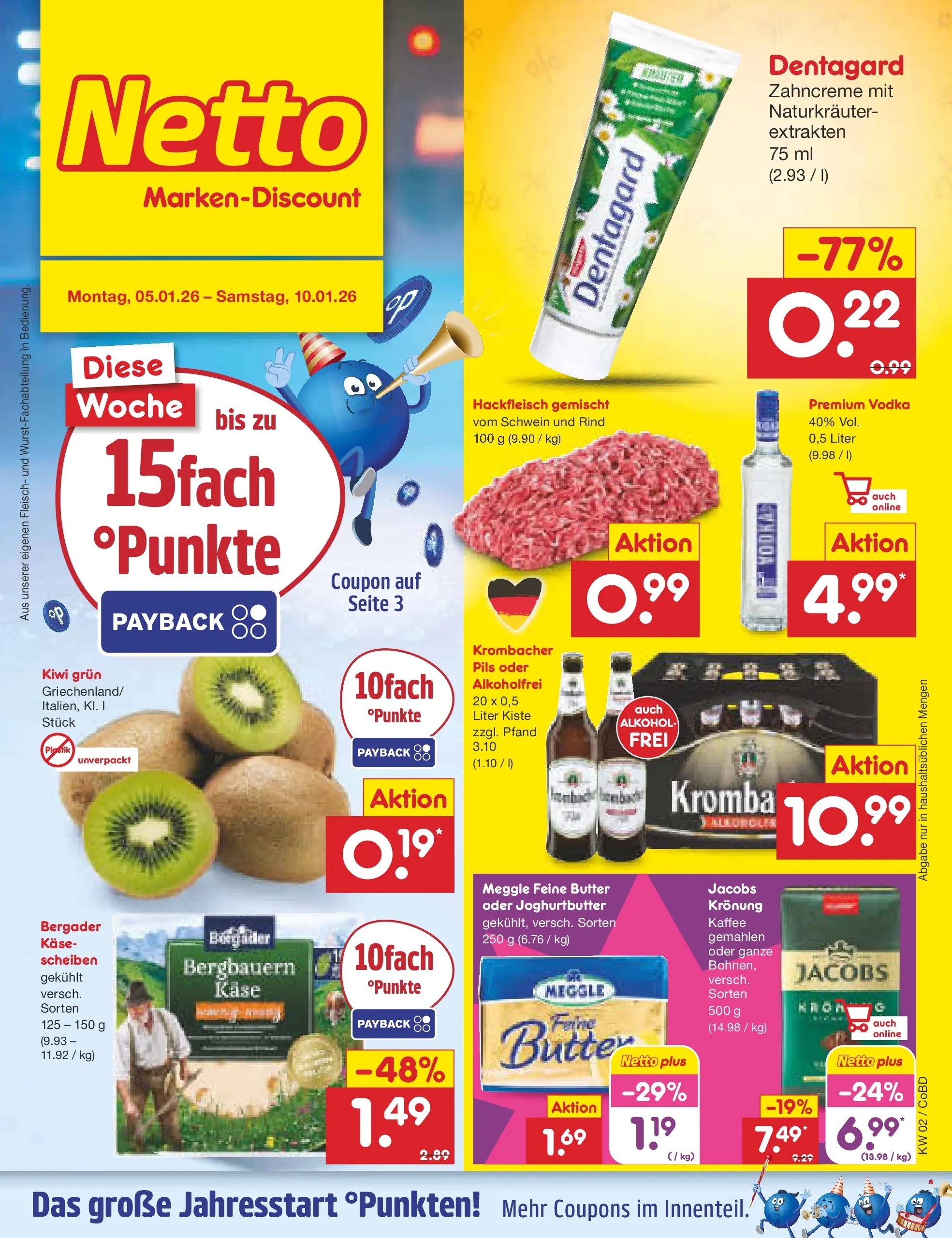 Netto Marken-Discount prospekt Delitzsch	 (ab 04.01.2026) » Angebote | Seite: 1 | Produkte: Käse, Pils, Vodka, Fleisch