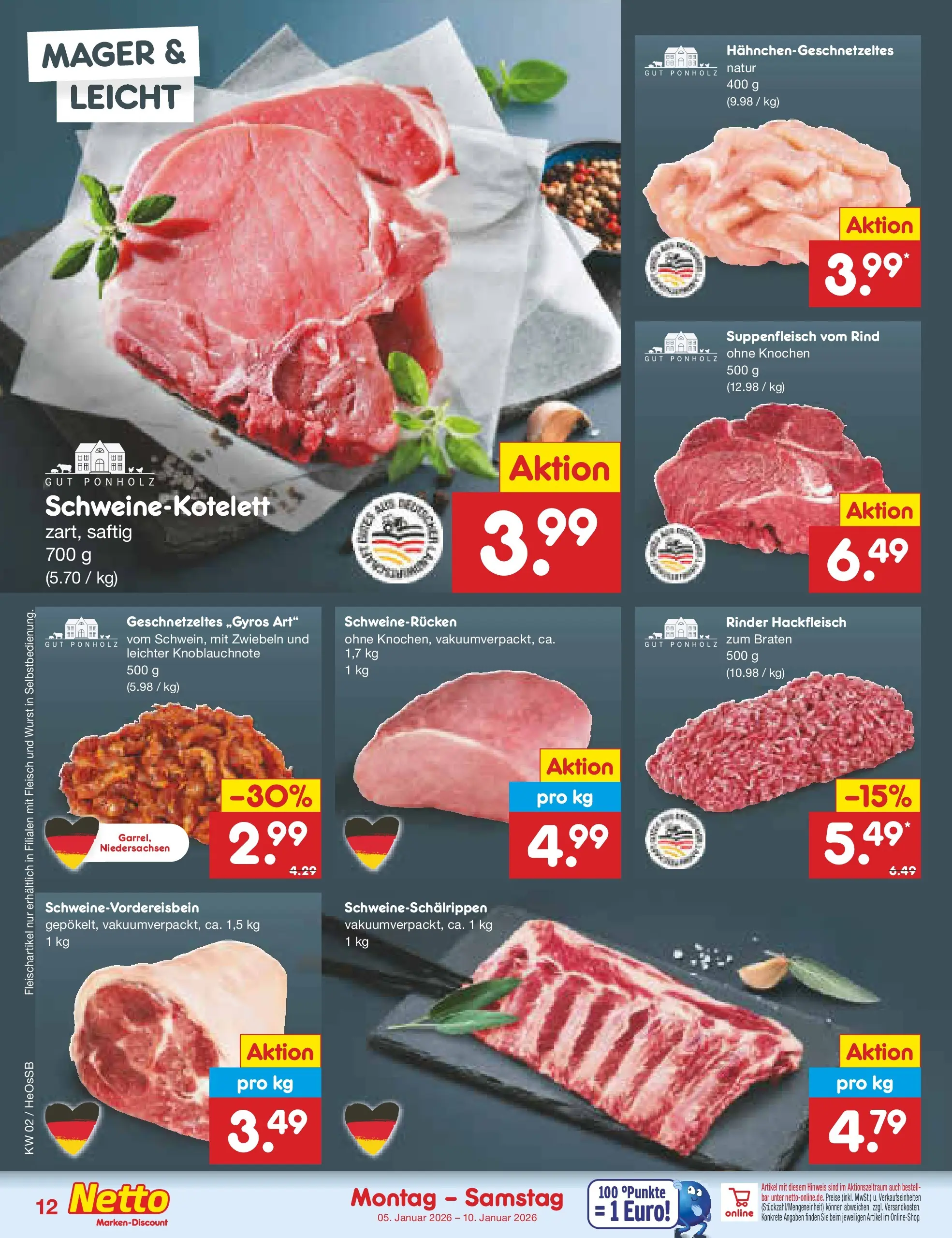 Netto Marken-Discount prospekt Kröpelin	 (ab 04.01.2026) » Angebote | Seite: 12 | Produkte: Zwiebeln, Suppenfleisch, Schweinerucken, Fleisch