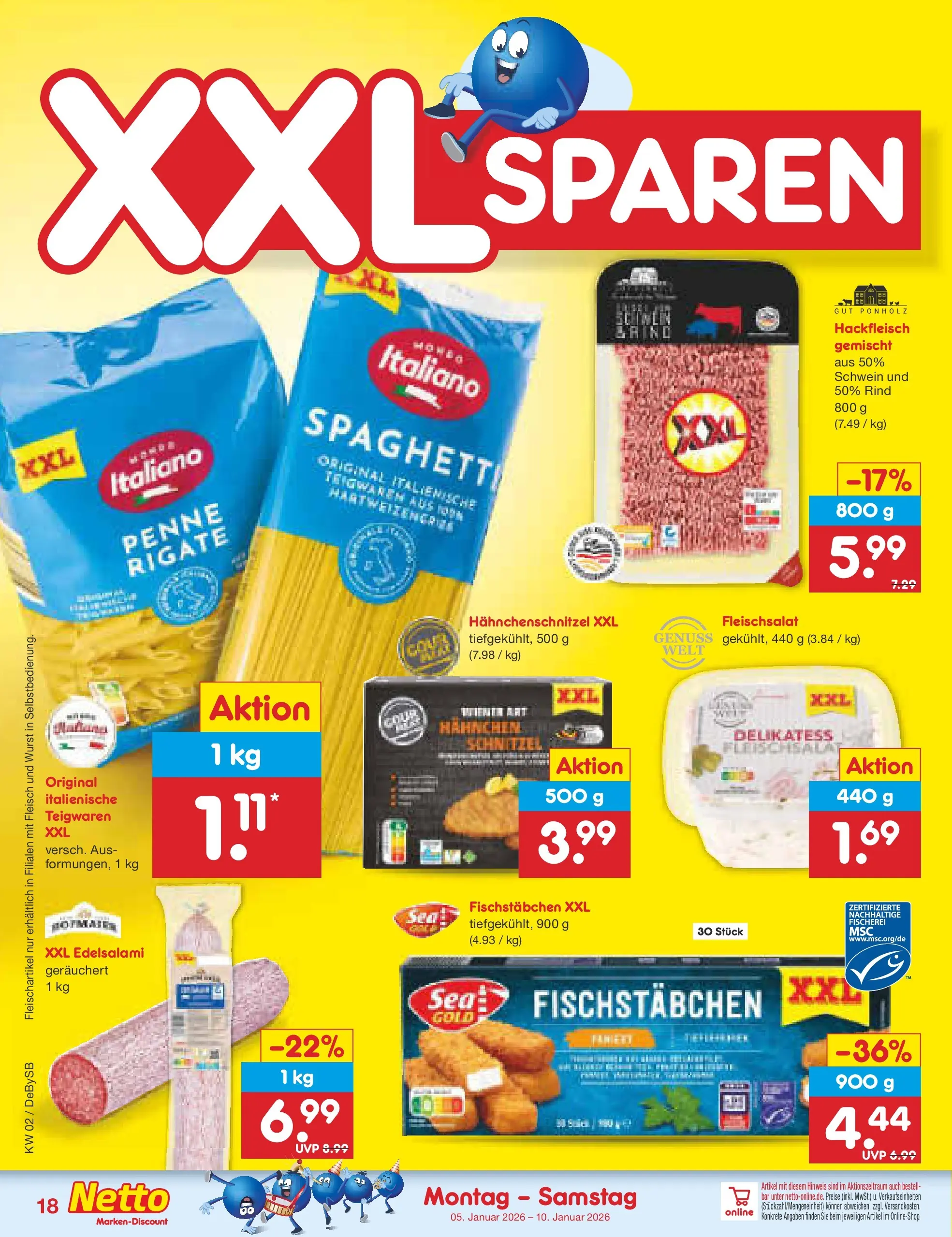 Netto Marken-Discount prospekt Thierhaupten	 (ab 04.01.2026) » Angebote | Seite: 18 | Produkte: Hahnchen, Schnitzel, Fischstabchen, Fleisch