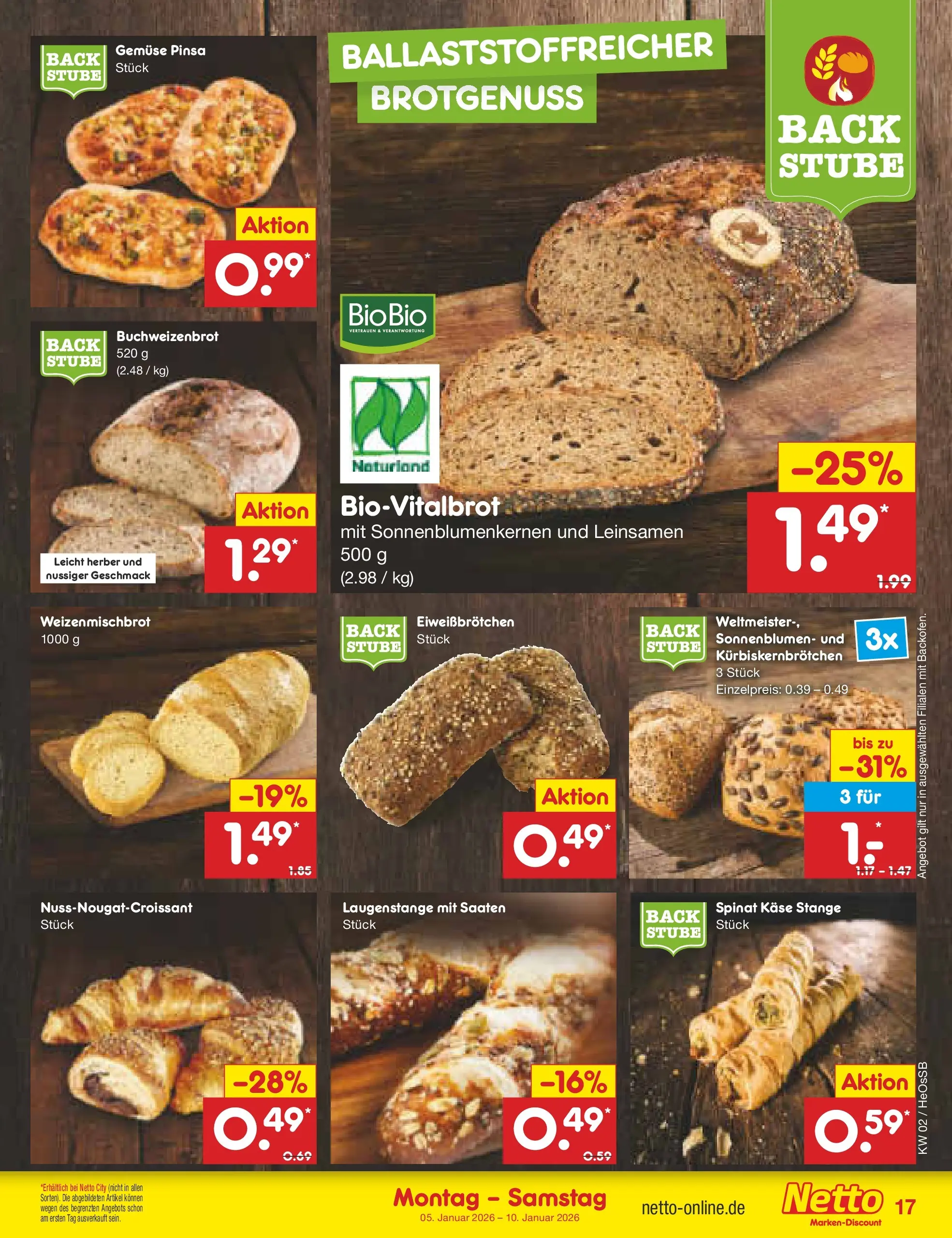 Netto Marken-Discount prospekt Kröpelin	 (ab 04.01.2026) » Angebote | Seite: 17 | Produkte: Käse, Gemüse