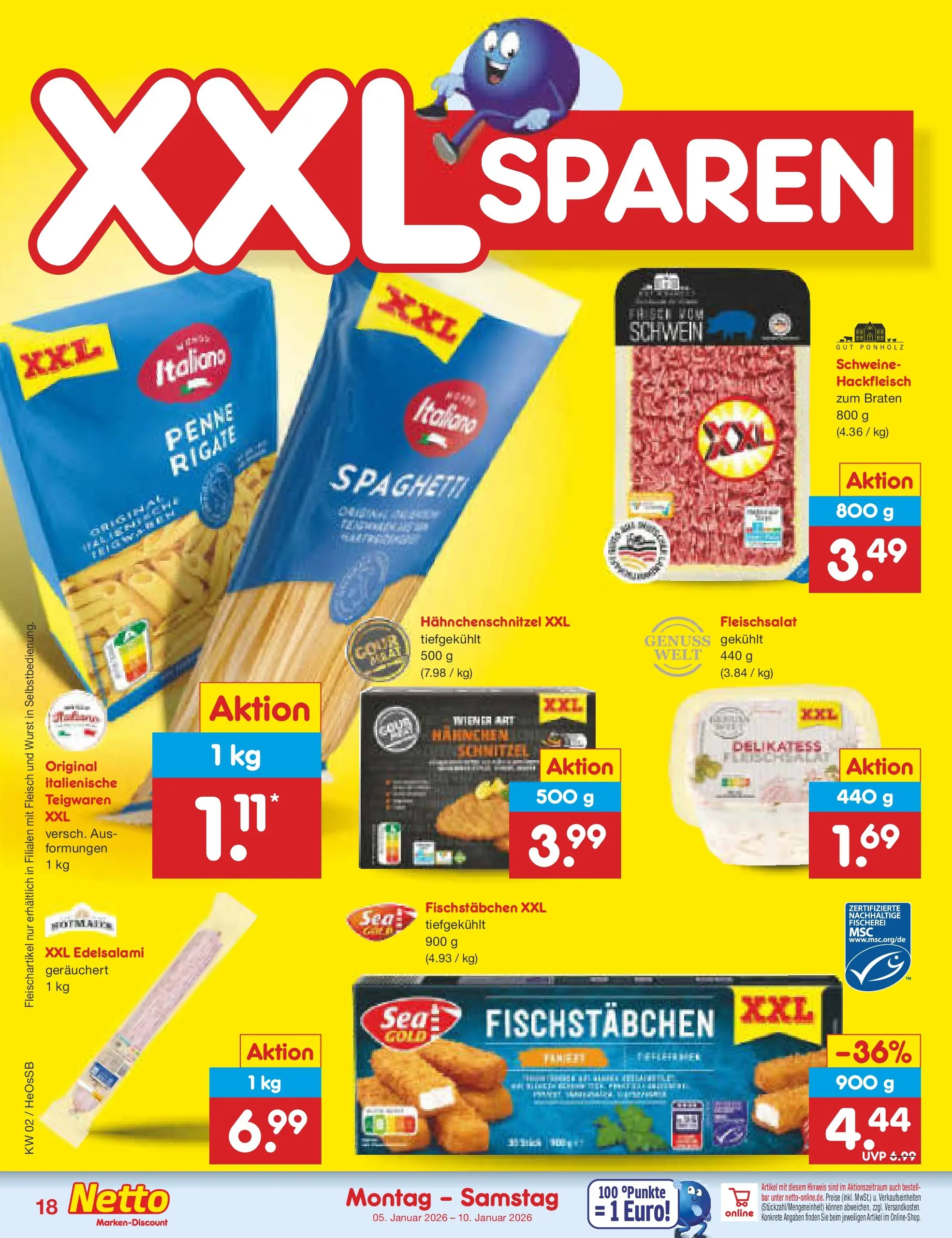 Netto Marken-Discount prospekt Kröpelin	 (ab 04.01.2026) » Angebote | Seite: 18 | Produkte: Schnitzel, Fischstabchen, Wurst, Fleisch