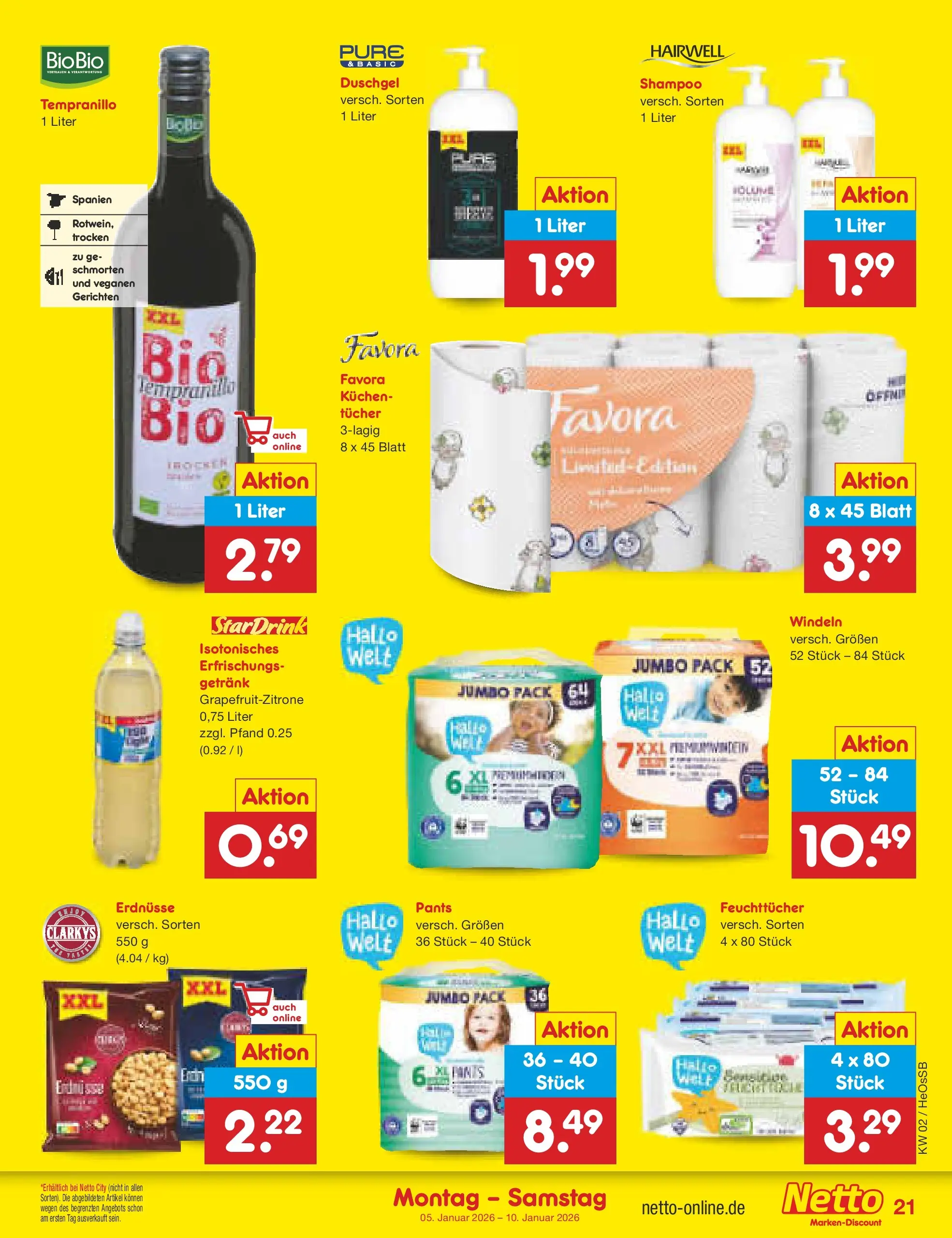 Netto Marken-Discount prospekt Kröpelin	 (ab 04.01.2026) » Angebote | Seite: 21 | Produkte: Erdnüsse, Shampoo, Duschgel, Kuchen