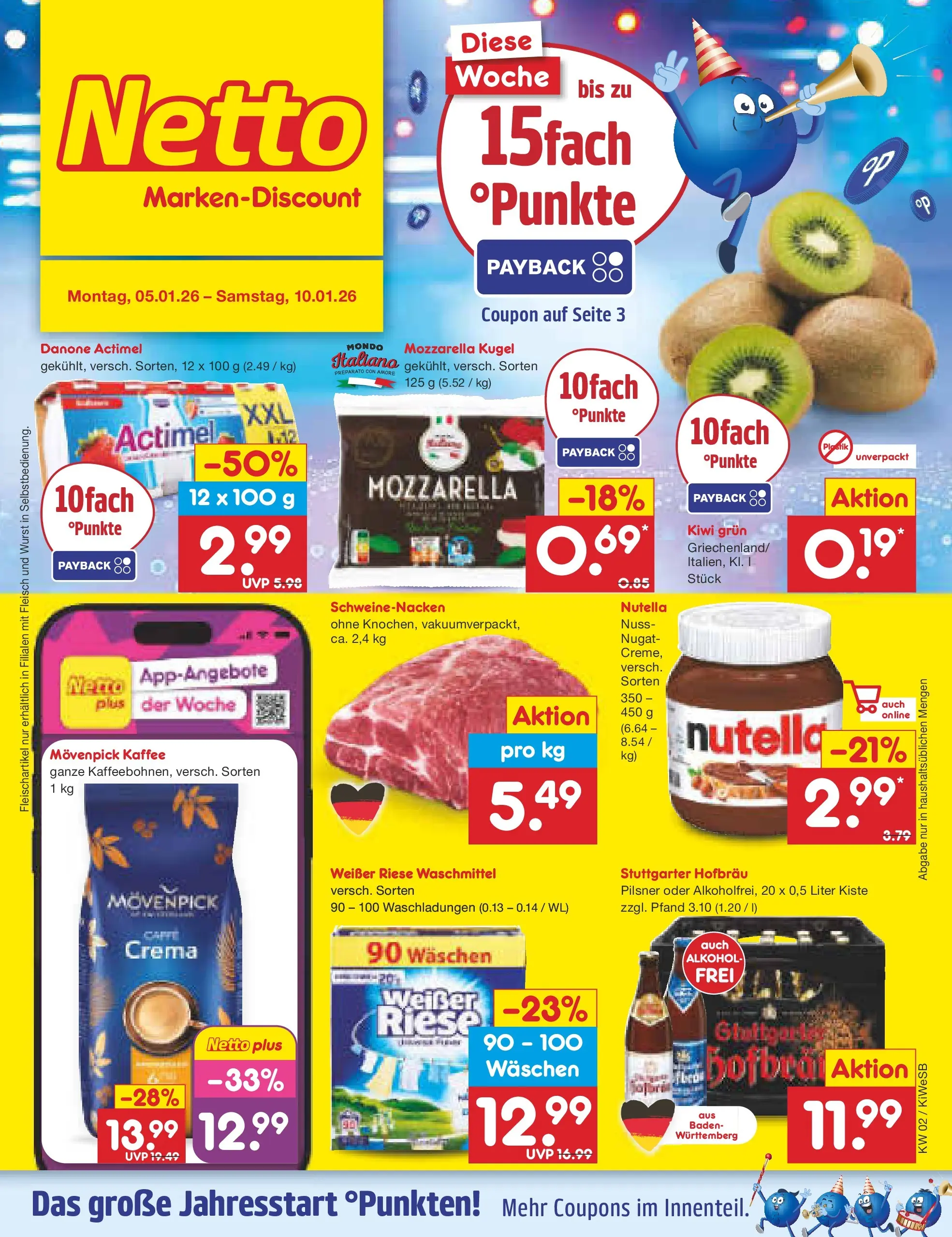 Netto Marken-Discount prospekt Bad Friedrichshall	 (ab 04.01.2026) » Angebote | Seite: 1 | Produkte: Kaffee, Nutella, Waschmittel, Kiwi