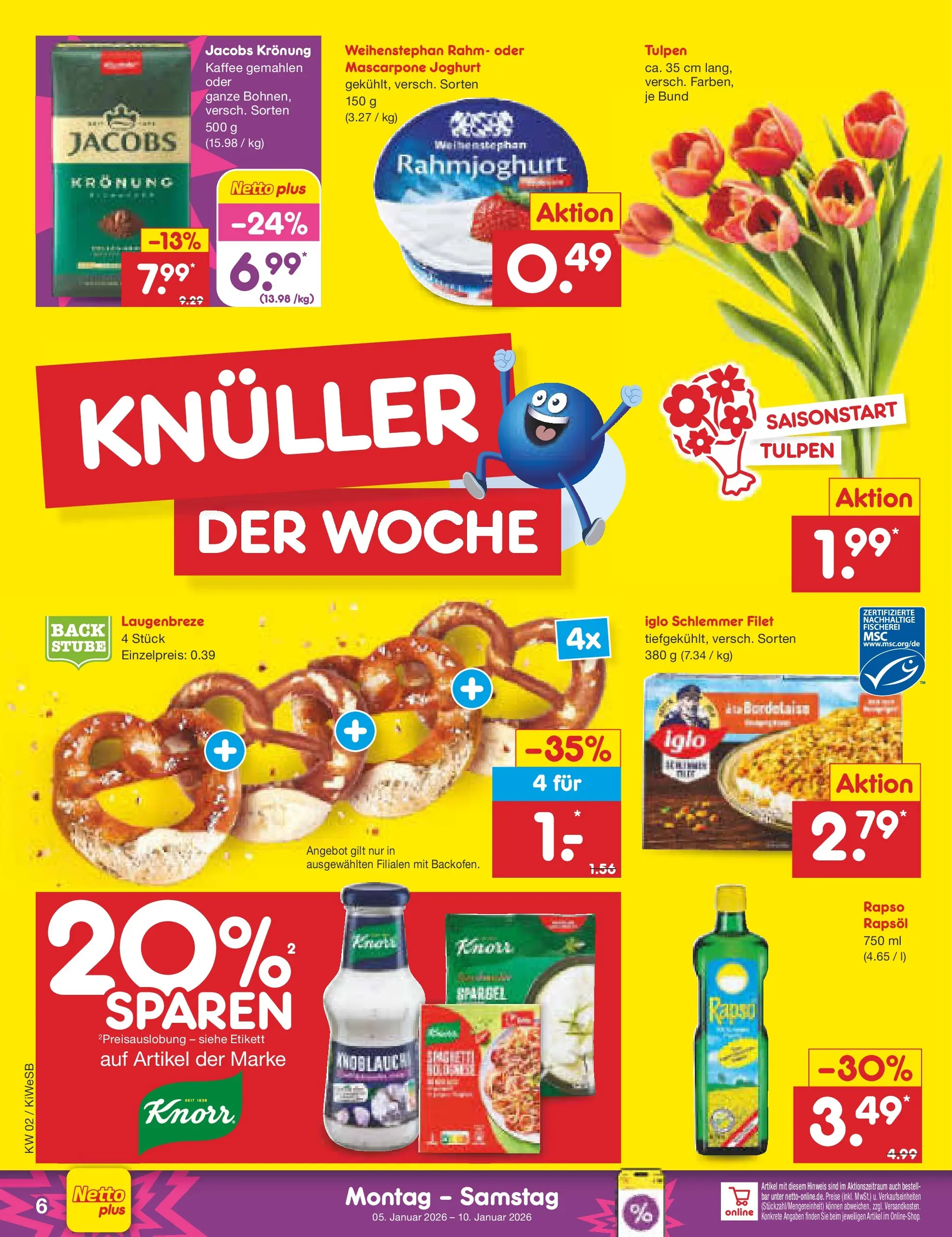Netto Marken-Discount prospekt Bad Friedrichshall	 (ab 04.01.2026) » Angebote | Seite: 6 | Produkte: Joghurt, Iglo, Knorr, Spargel