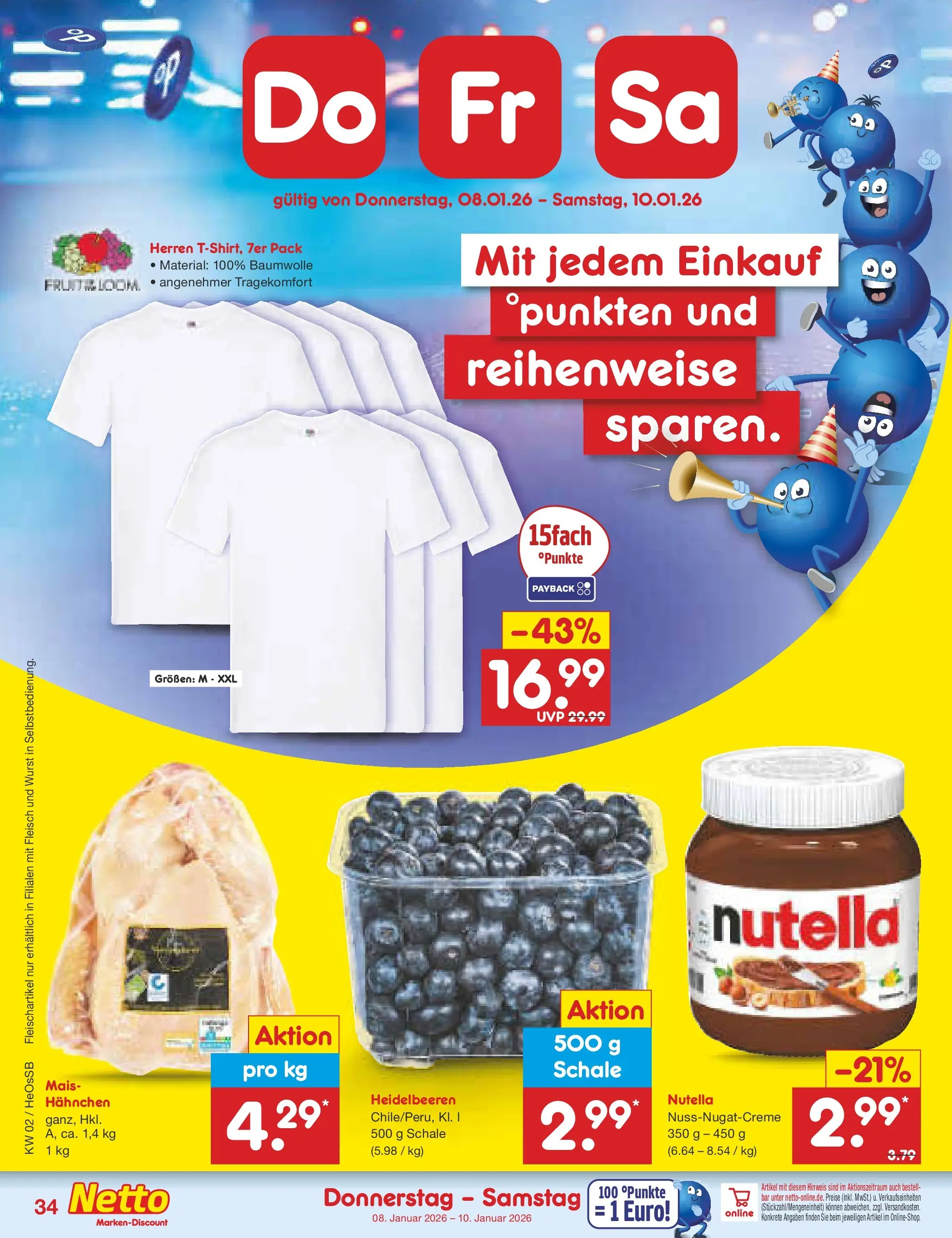 Netto Marken-Discount prospekt Kröpelin	 (ab 04.01.2026) » Angebote | Seite: 38 | Produkte: Nutella, Heidelbeeren, Wurst, Fleisch