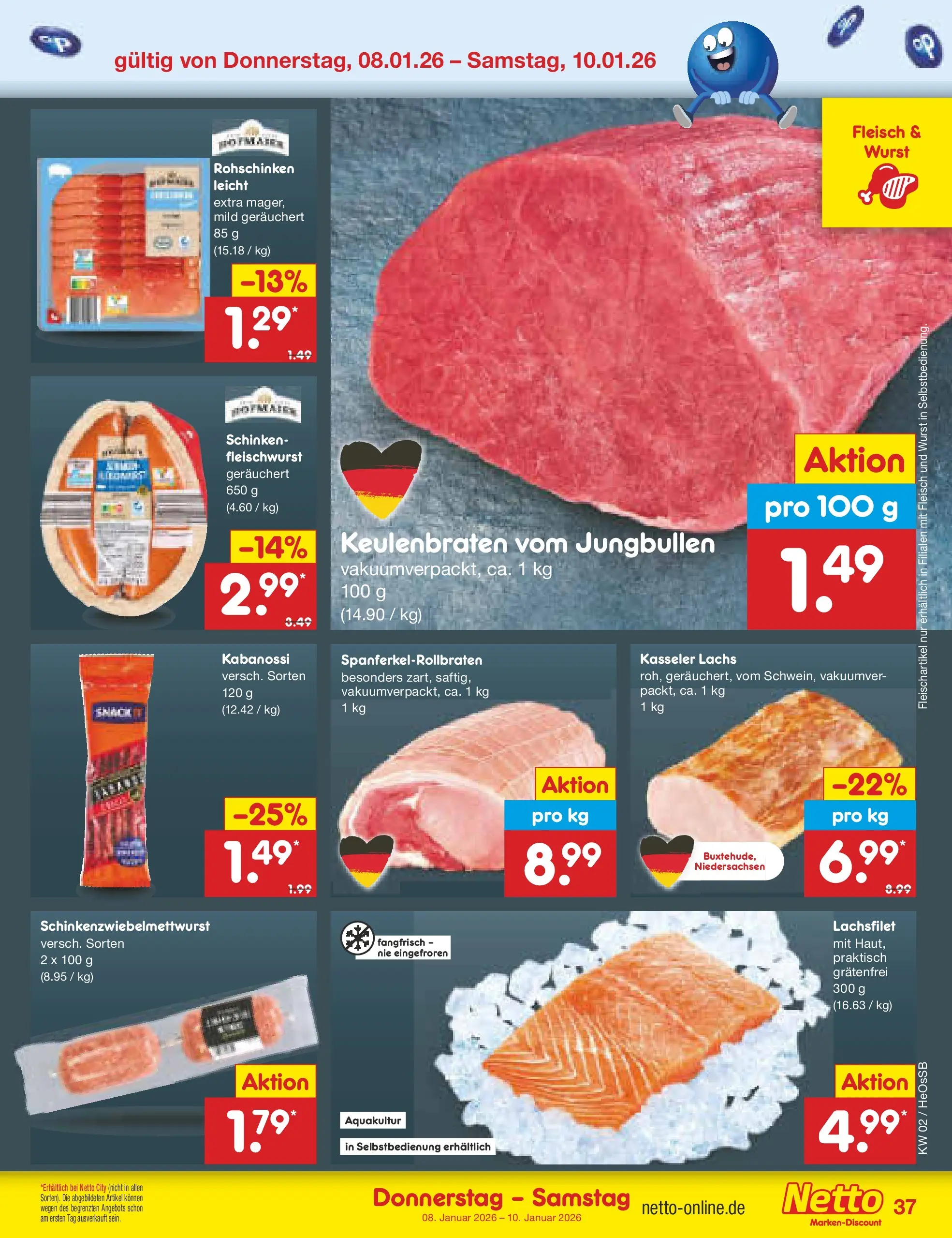 Netto Marken-Discount prospekt Kröpelin	 (ab 04.01.2026) » Angebote | Seite: 41 | Produkte: Lachs, Wurst, Schinken, Fleisch