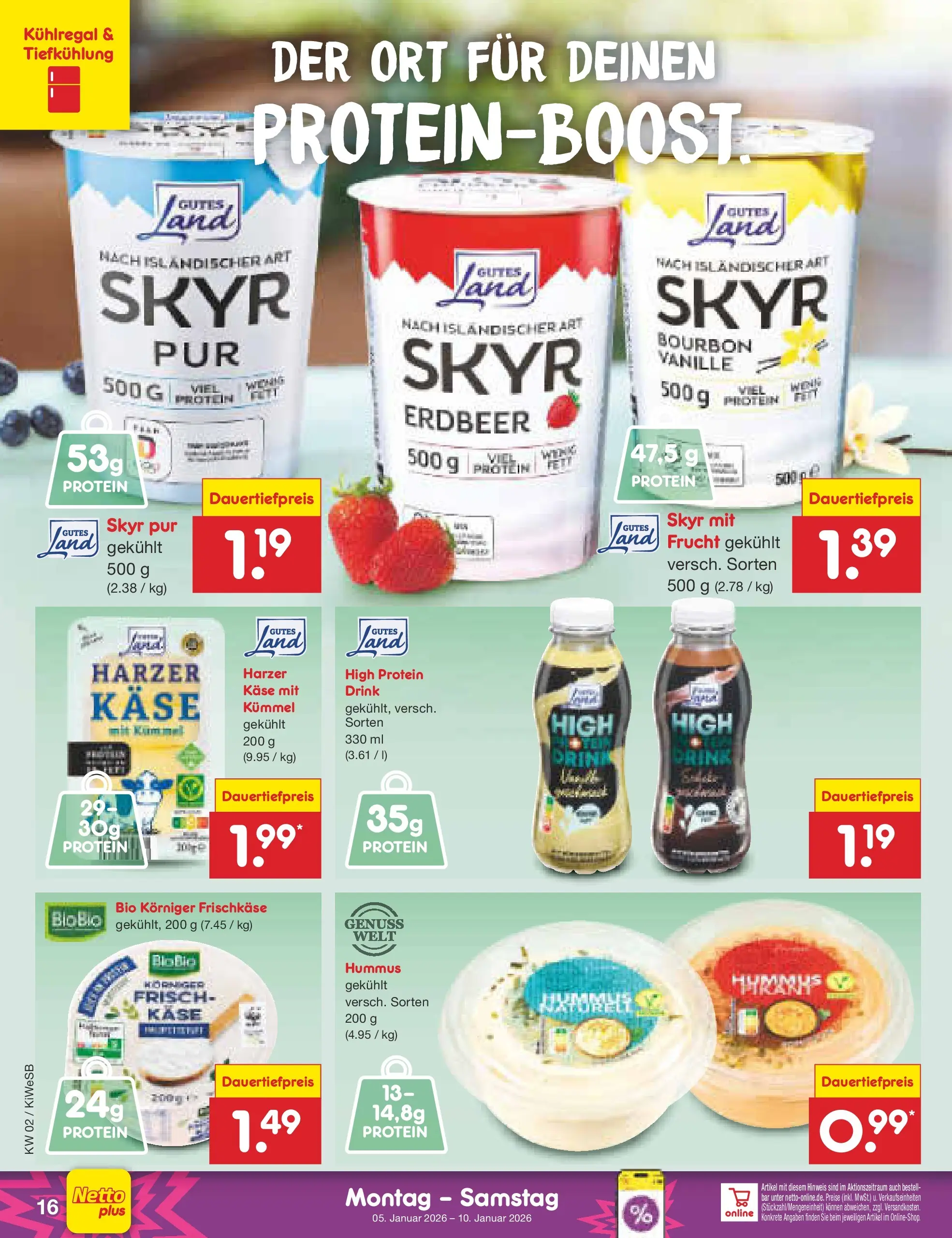 Netto Marken-Discount prospekt Bad Friedrichshall	 (ab 04.01.2026) » Angebote | Seite: 16 | Produkte: Käse, Skyr, Bourbon, Frischkase