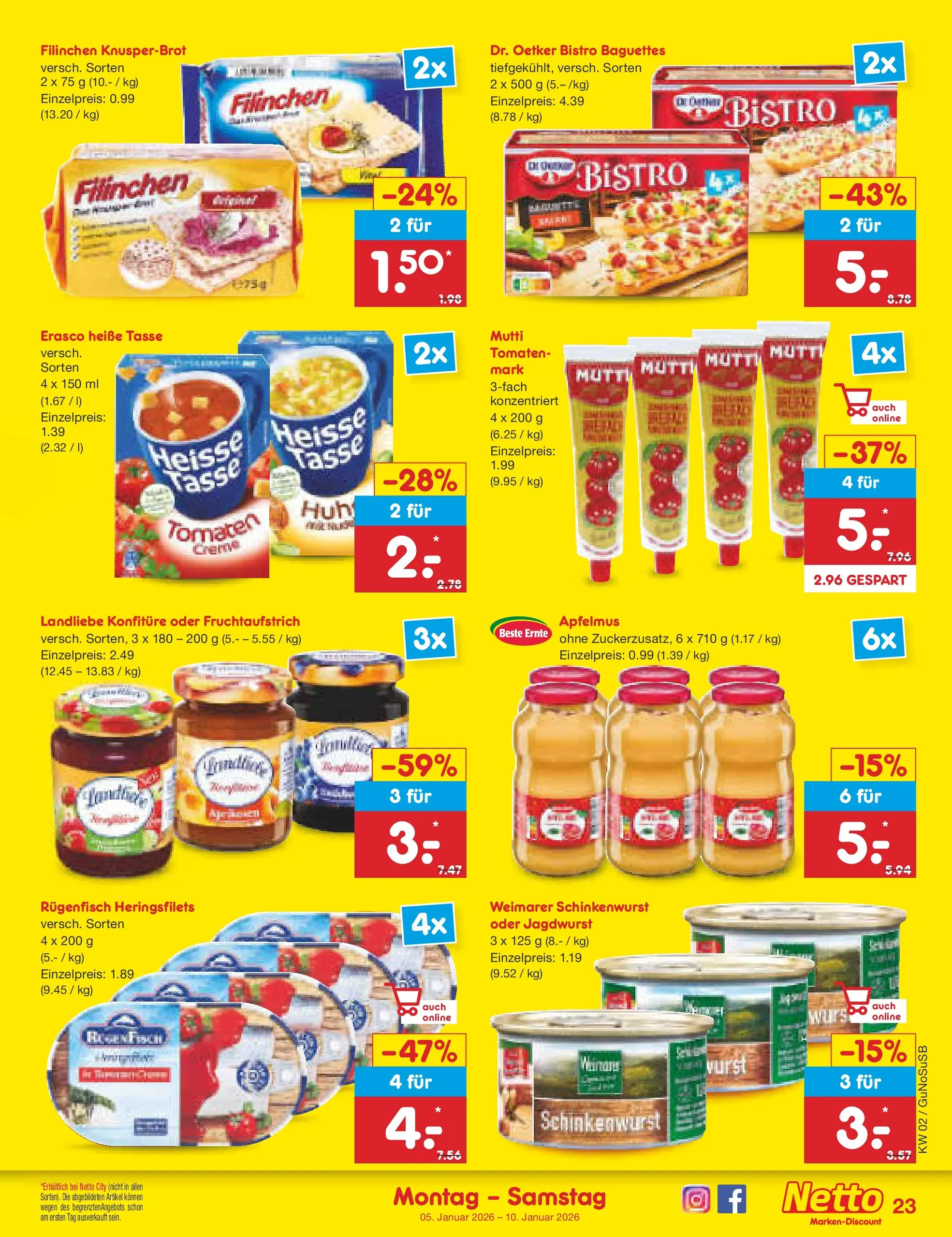 Netto Marken-Discount prospekt Machern	 (ab 04.01.2026) » Angebote | Seite: 23 | Produkte: Tomaten, Erasco