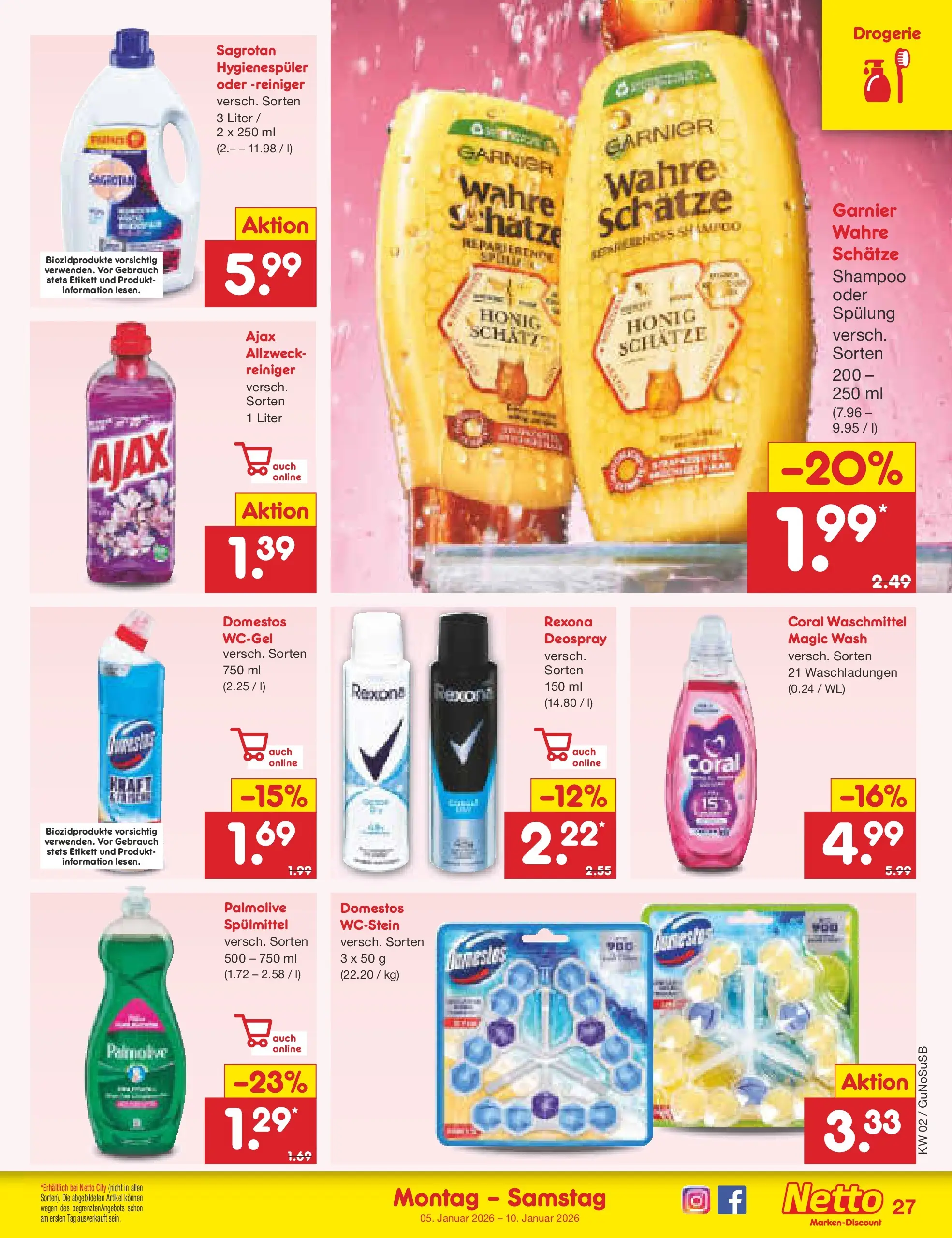 Netto Marken-Discount prospekt Machern	 (ab 04.01.2026) » Angebote | Seite: 27 | Produkte: Coral, Coral waschmittel, Shampoo, Spülung