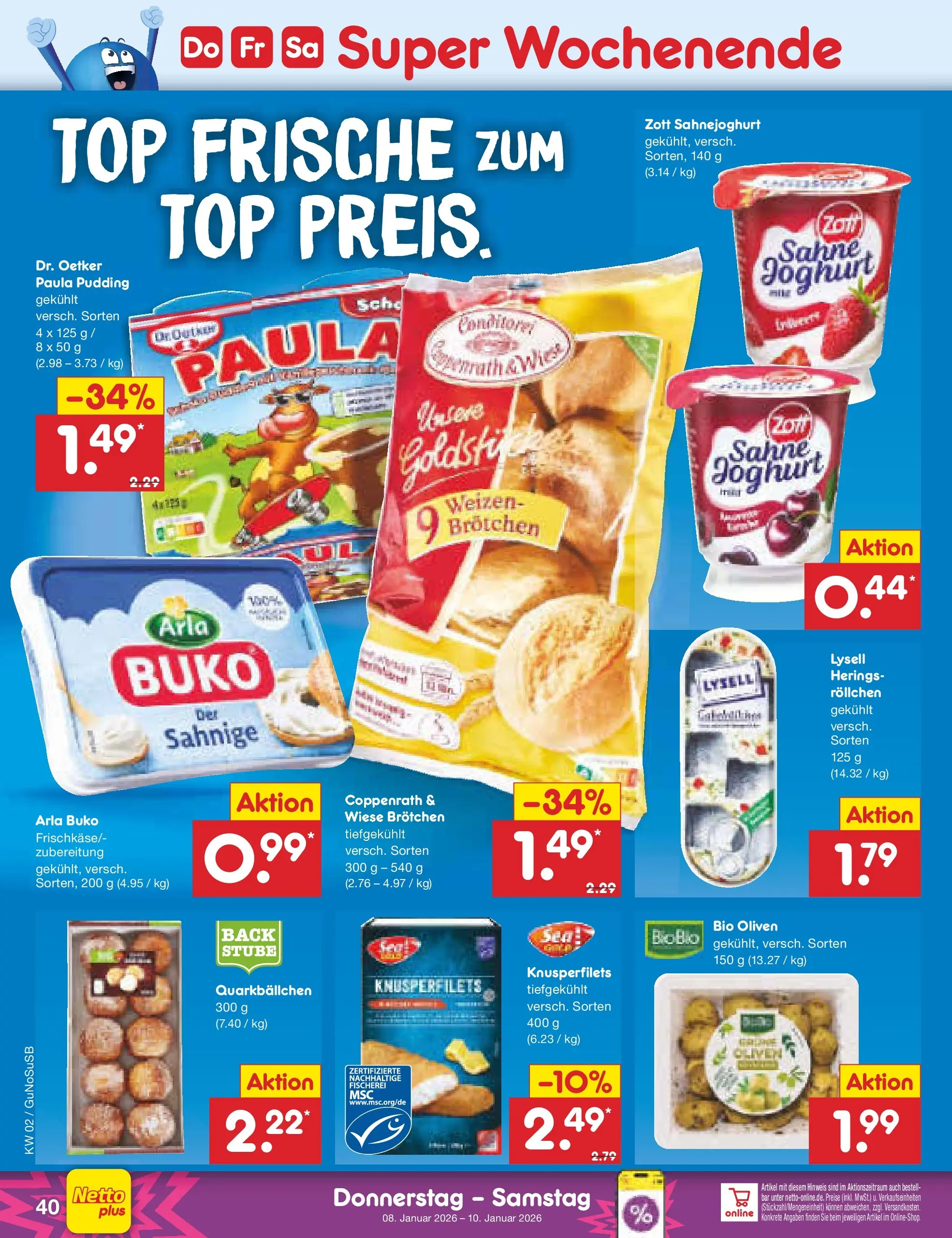 Netto Marken-Discount prospekt Machern	 (ab 04.01.2026) » Angebote | Seite: 44 | Produkte: Joghurt, Pudding, Arla buko, Sahne