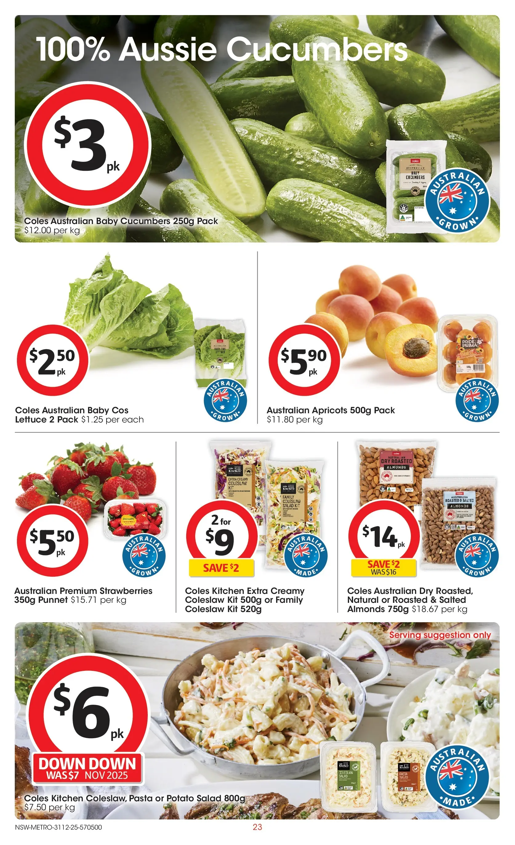 ﻿Coles catalogue valid from 30/12/2025 > Online Australia | Page: 23 | Products: Almonds, Lettuce, Strawberries, Salad