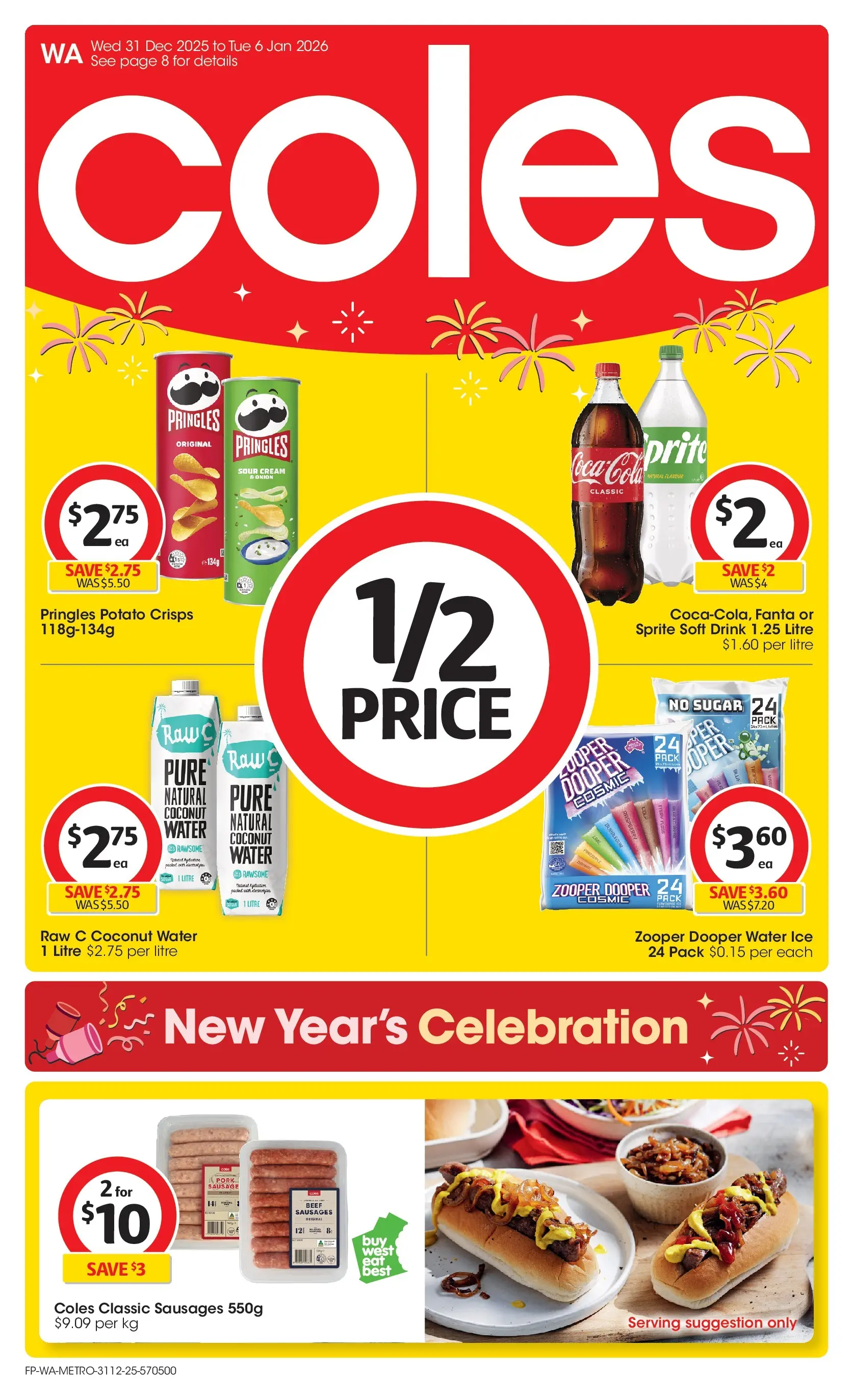 ﻿Coles catalogue valid from 31/12/2025 > Online Australia | Page: 1 | Products: Pork, Beef, Sugar, Sausage
