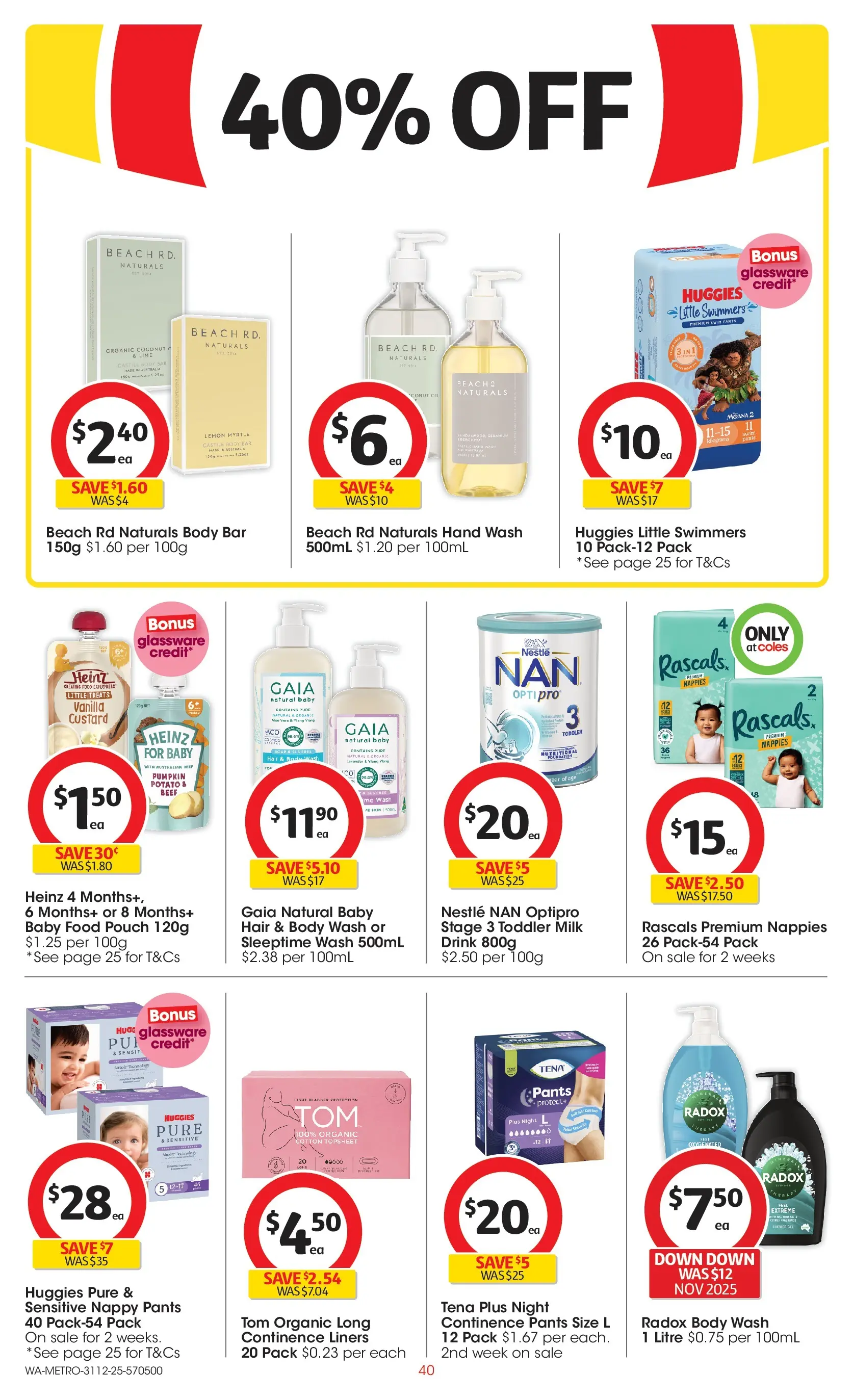 ﻿Coles catalogue valid from 31/12/2025 > Online Australia | Page: 40 | Products: Deodorant, Toothpaste, Tampons, Tablets