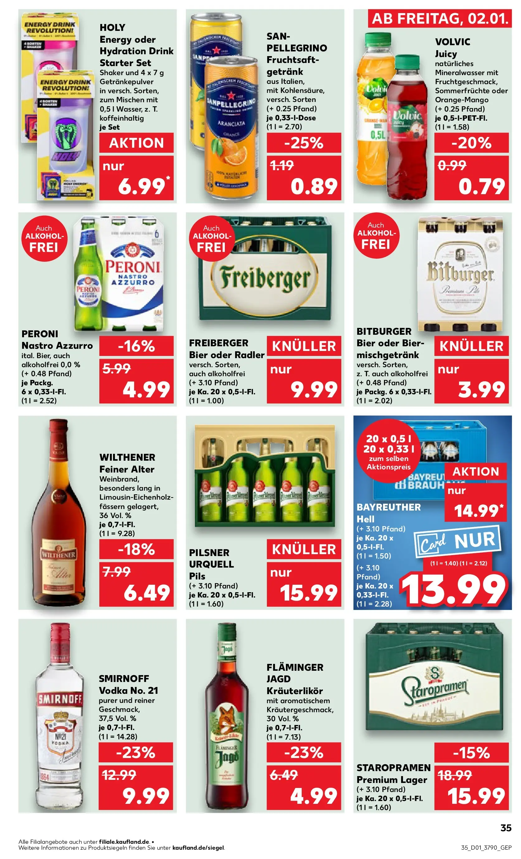 Prospekt Kaufland ab 02.01.2026 » Angebote Online zum Blättern | Seite: 35 | Produkte: Mineralwasser, Radler, Smirnoff, Volvic