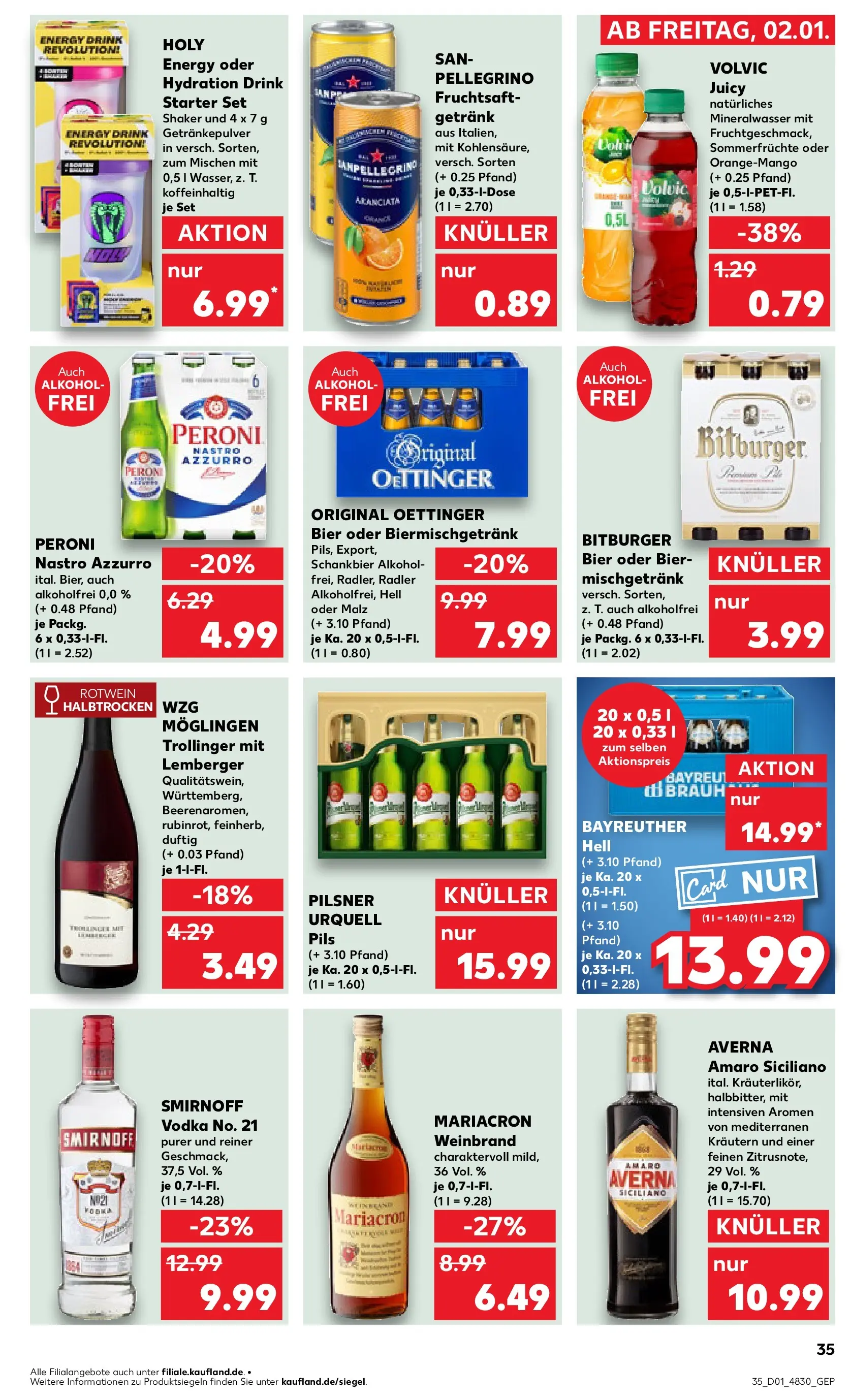Prospekt Kaufland ab 02.01.2026 » Angebote Online zum Blättern | Seite: 35 | Produkte: Bayreuther hell, Pils, Oettinger, Radler