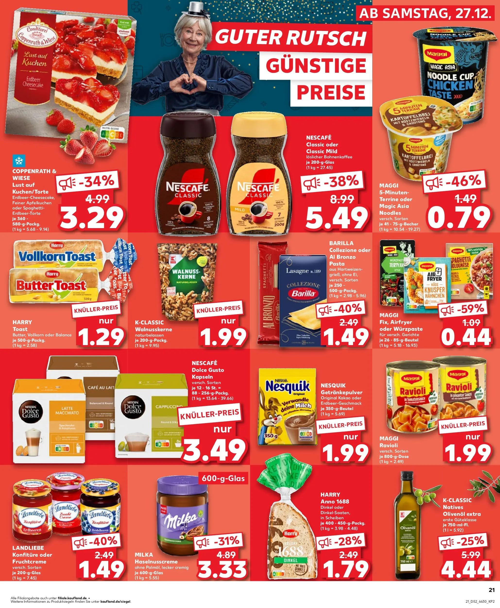 Prospekt Kaufland ab 28.12.2025 » Angebote Online zum Blättern | Seite: 21 | Produkte: Nescafe, Nesquik, Toast, Pasta