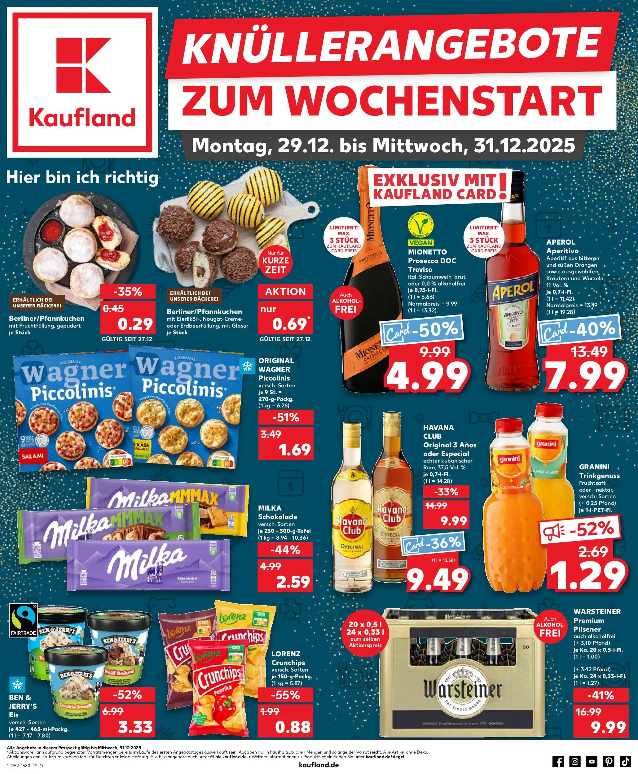 Prospekt Kaufland ab 28.12.2025 » Angebote Online zum Blättern | Seite: 1 | Produkte: Schokolade, Ben & Jerry's, Aperol, Fruchtsaft