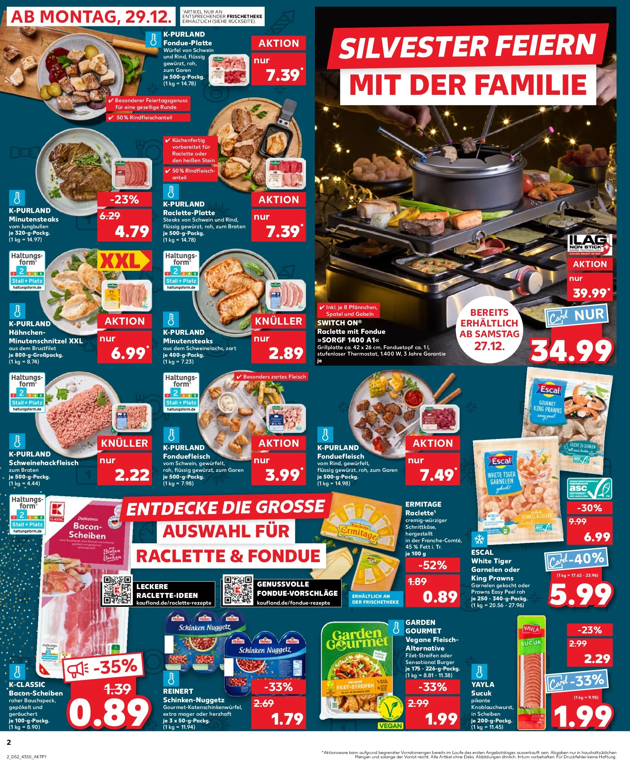 Prospekt Kaufland ab 28.12.2025 » Angebote Online zum Blättern | Seite: 2 | Produkte: Hahnchen, Burger, Schinken, Raclette
