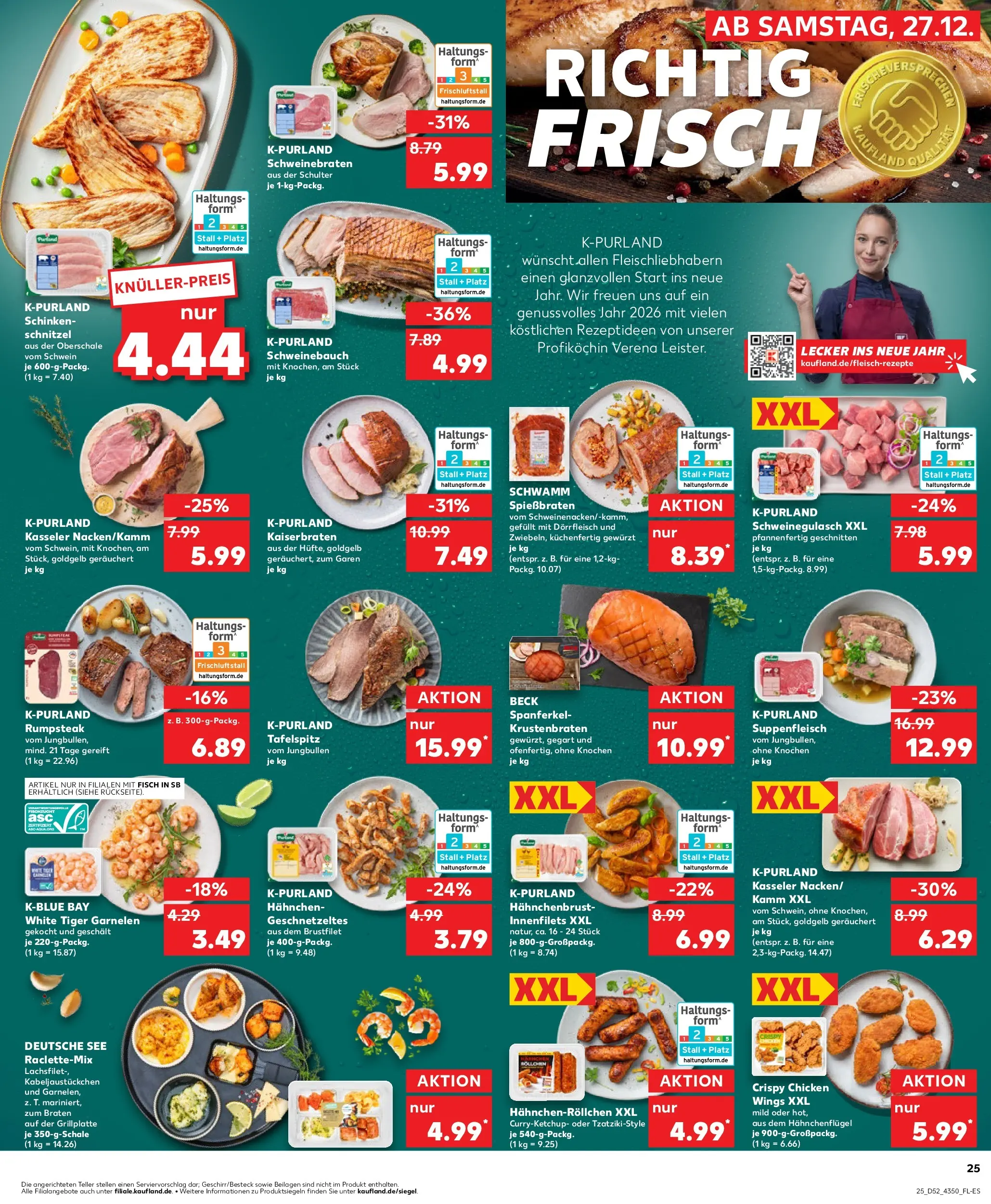 Prospekt Kaufland ab 28.12.2025 » Angebote Online zum Blättern | Seite: 25 | Produkte: Schweinebauch, Fisch, Suppenfleisch, Raclette
