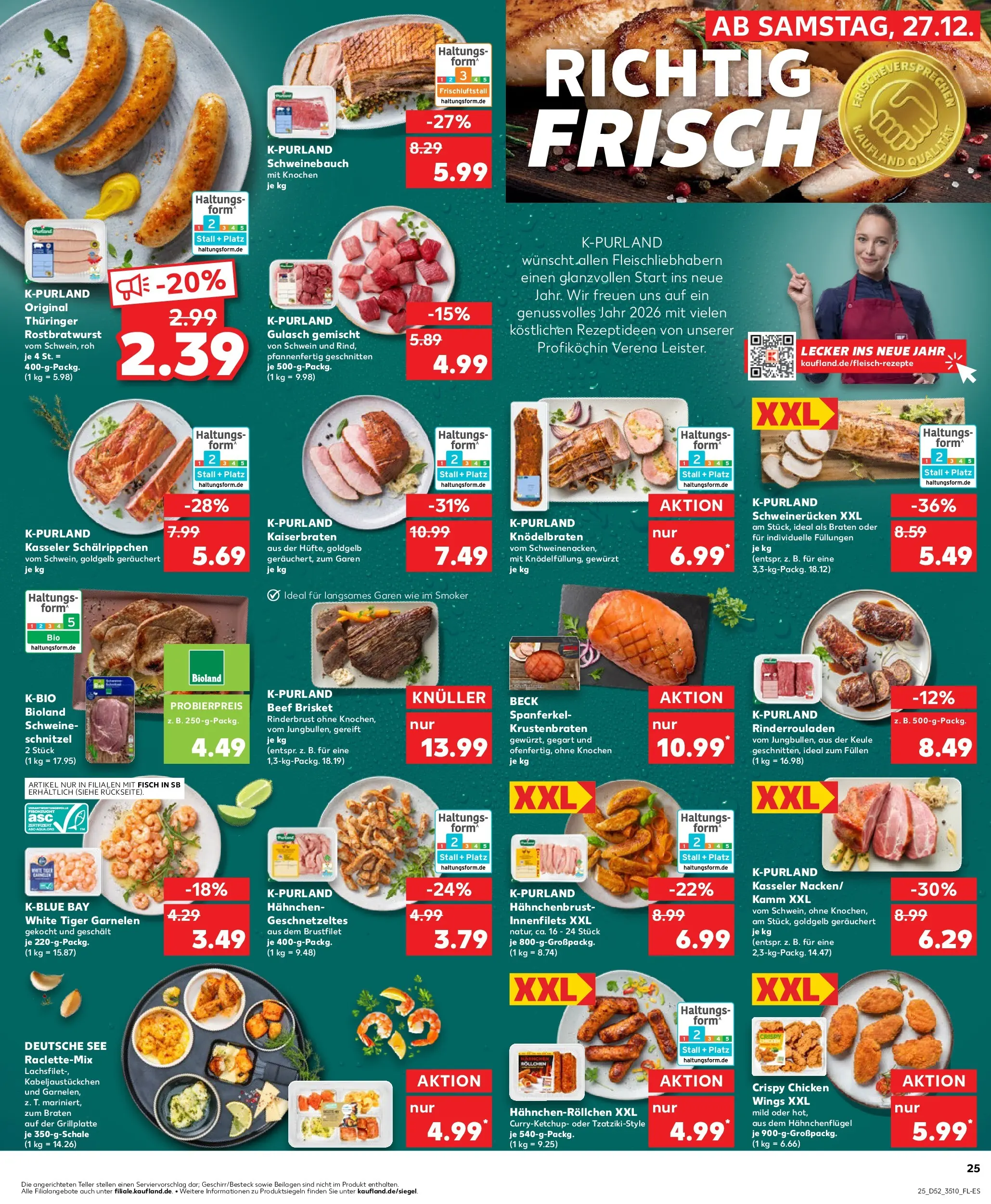 Prospekt Kaufland ab 28.12.2025 » Angebote Online zum Blättern | Seite: 25 | Produkte: Schweinebauch, Schnitzel, Fisch, Gulasch