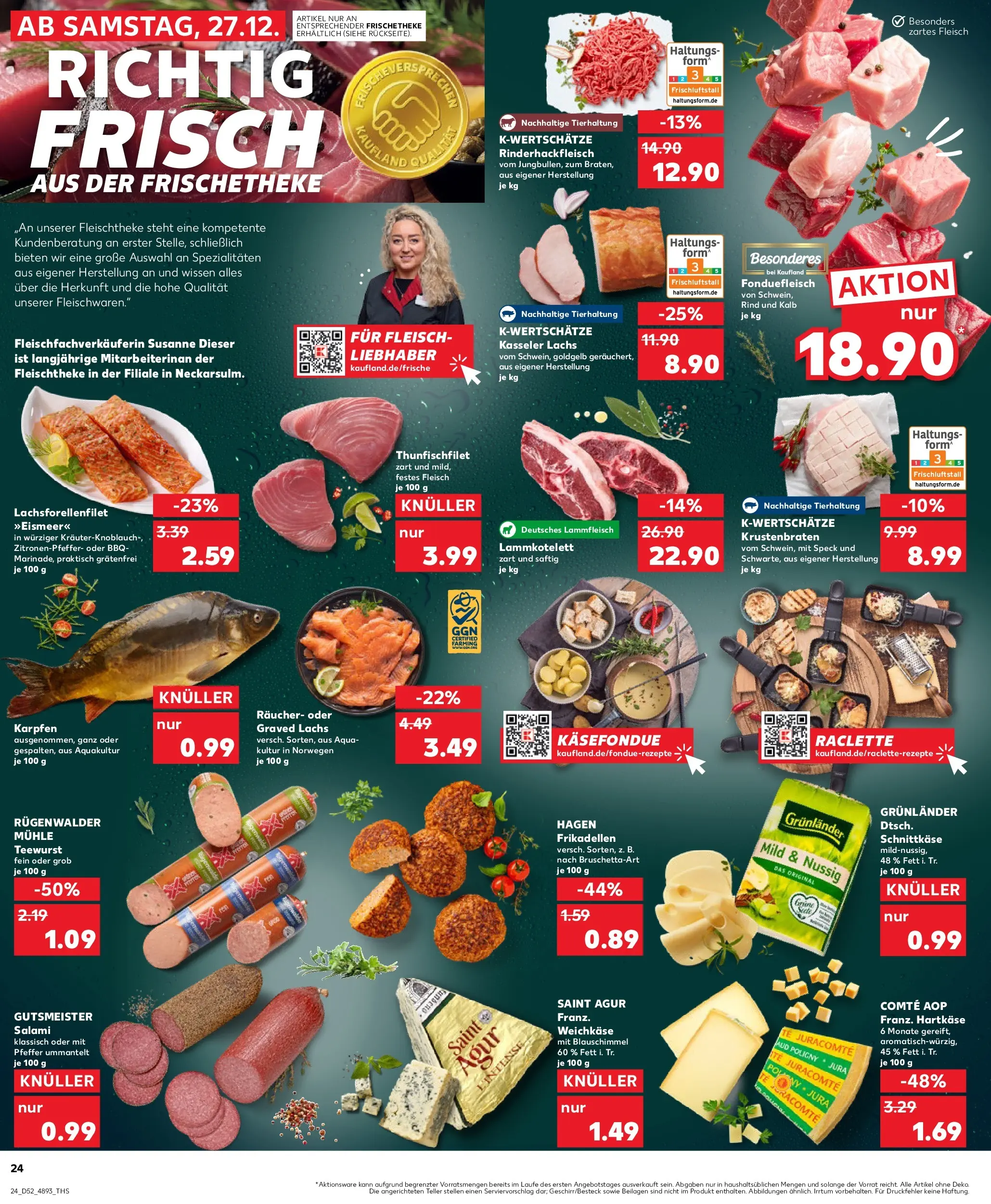 Prospekt Kaufland ab 29.12.2025 » Angebote Online zum Blättern | Seite: 24 | Produkte: Lachs, Grunlander, Pfeffer, Raclette