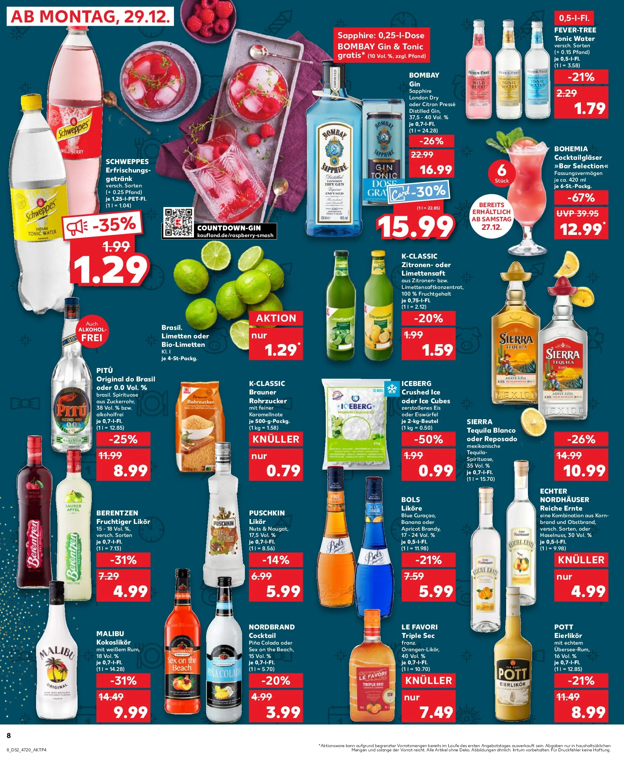 Prospekt Kaufland ab 28.12.2025 » Angebote Online zum Blättern | Seite: 8 | Produkte: Limetten, Tequila, Gin, Berentzen