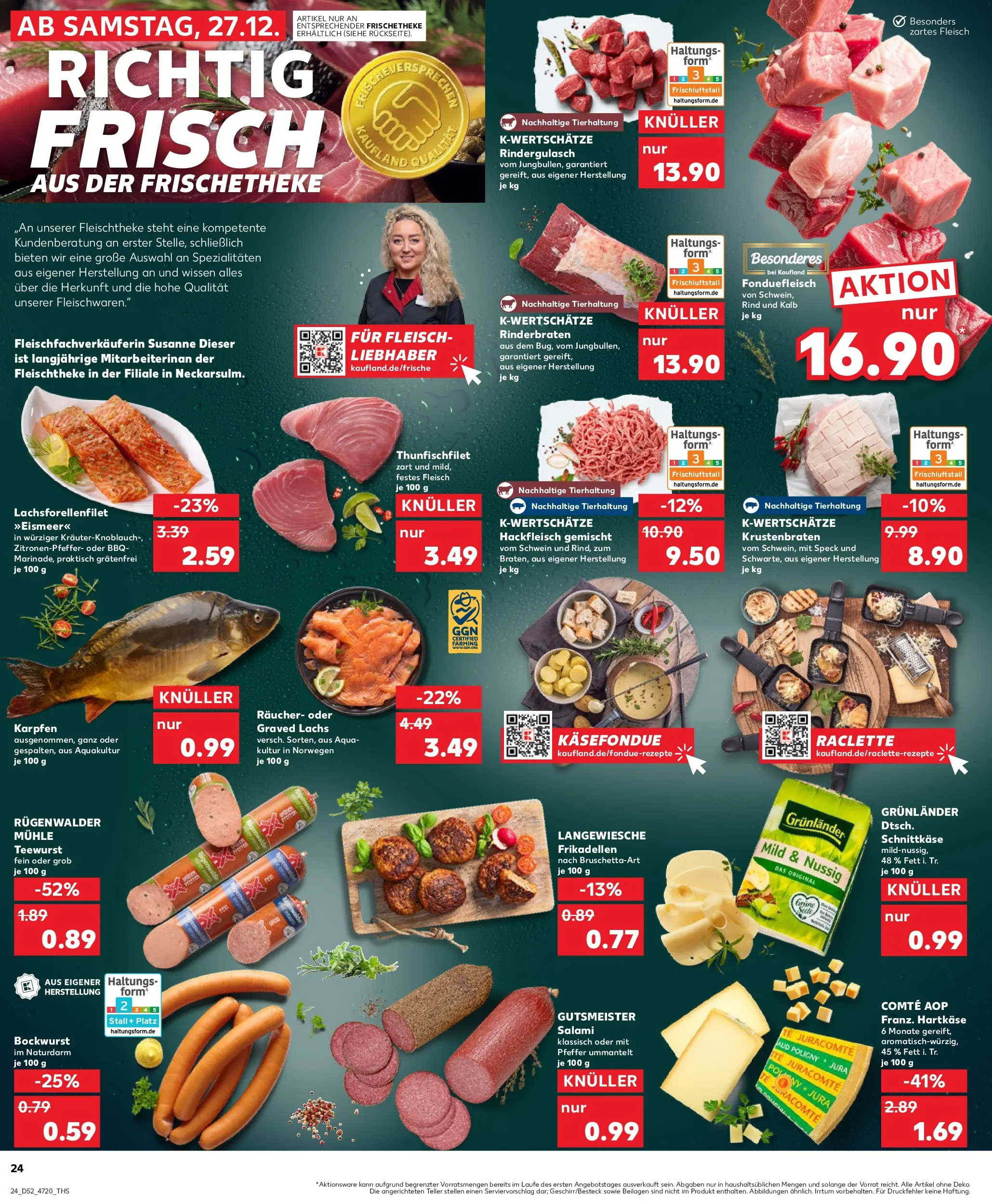 Prospekt Kaufland ab 28.12.2025 » Angebote Online zum Blättern | Seite: 24 | Produkte: Lachs, Grunlander, Fleisch, Hackfleisch