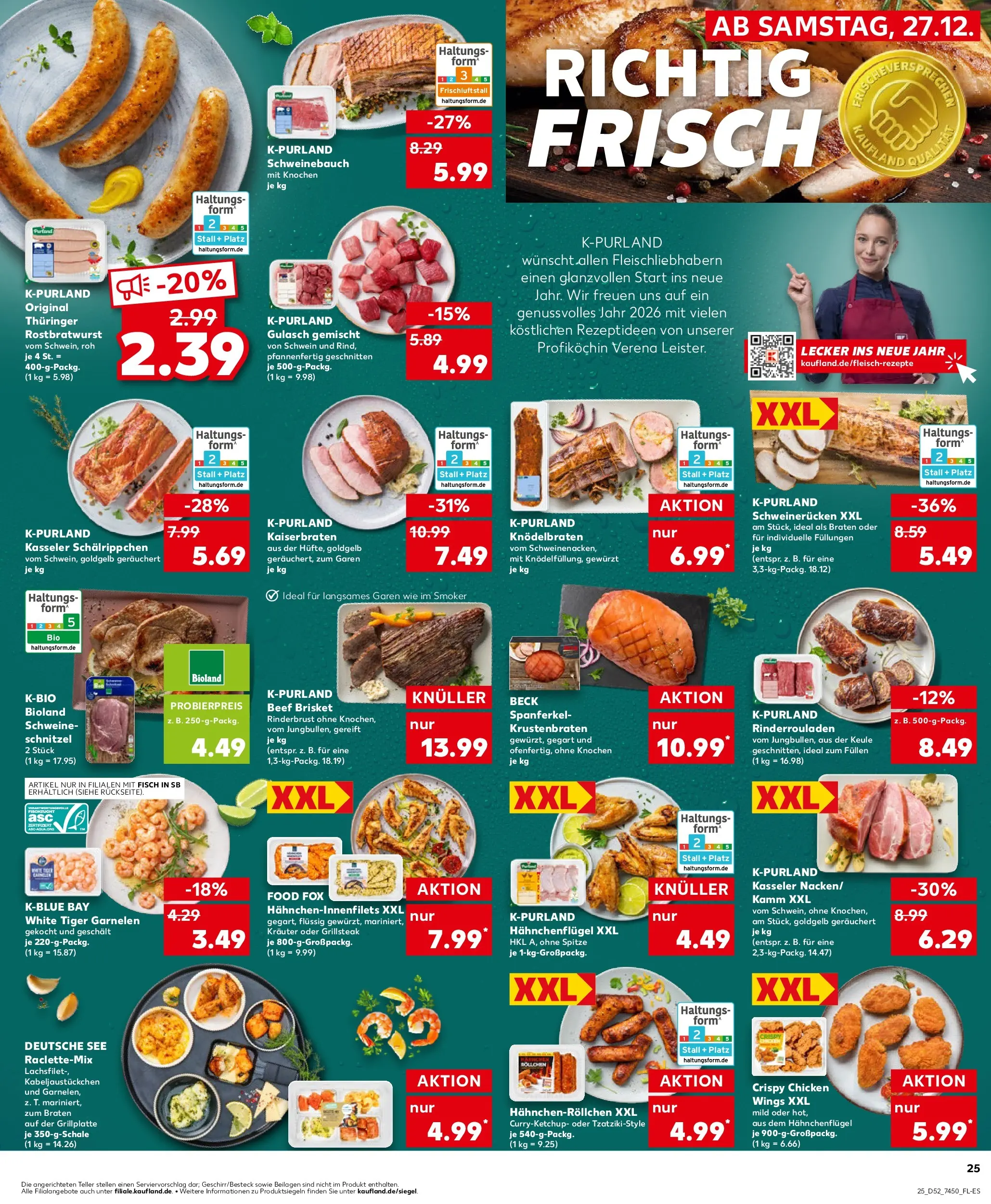 Prospekt Kaufland ab 28.12.2025 » Angebote Online zum Blättern | Seite: 25 | Produkte: Krustenbraten, Schnitzel, Fisch, Tiger garnelen