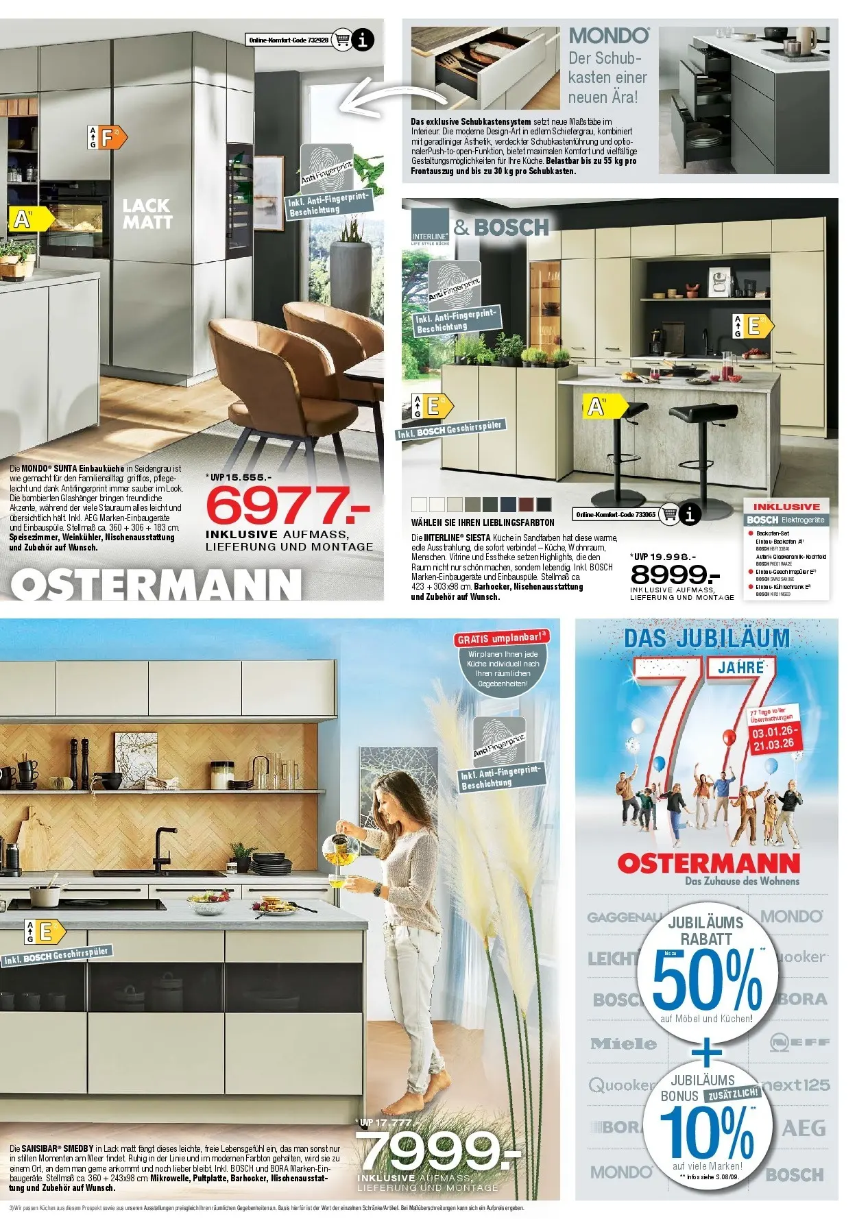 Ostermann - Möbel Ostermann: Neue Möbel wirken Wunder. (ab 02.01.2026) zum Blättern | Seite: 13 | Produkte: Bosch, Einbauküche, Kühlschrank, Kochfeld