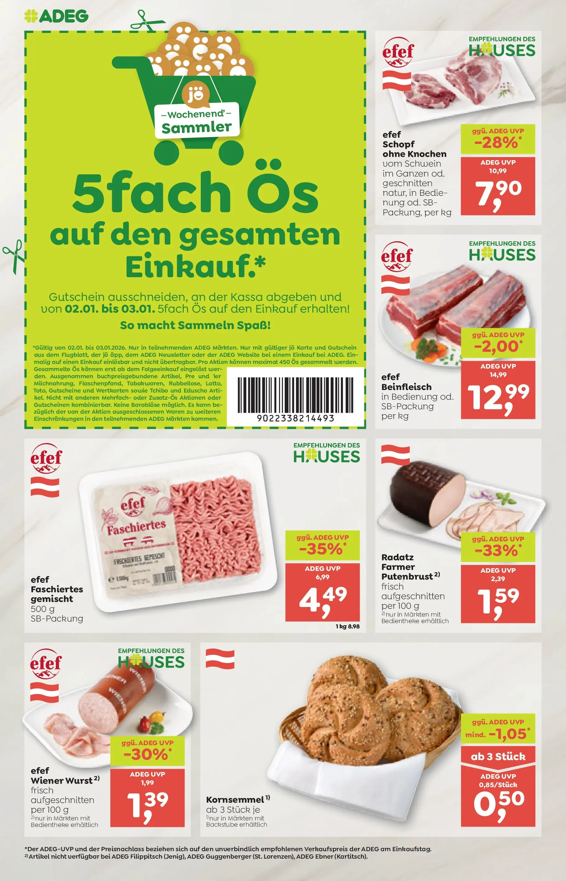 ADEG Hollersbach, Hohenberg von 02.01.2026 - Aktuelle Angebote | Seite: 4 | Produkte: Wurst