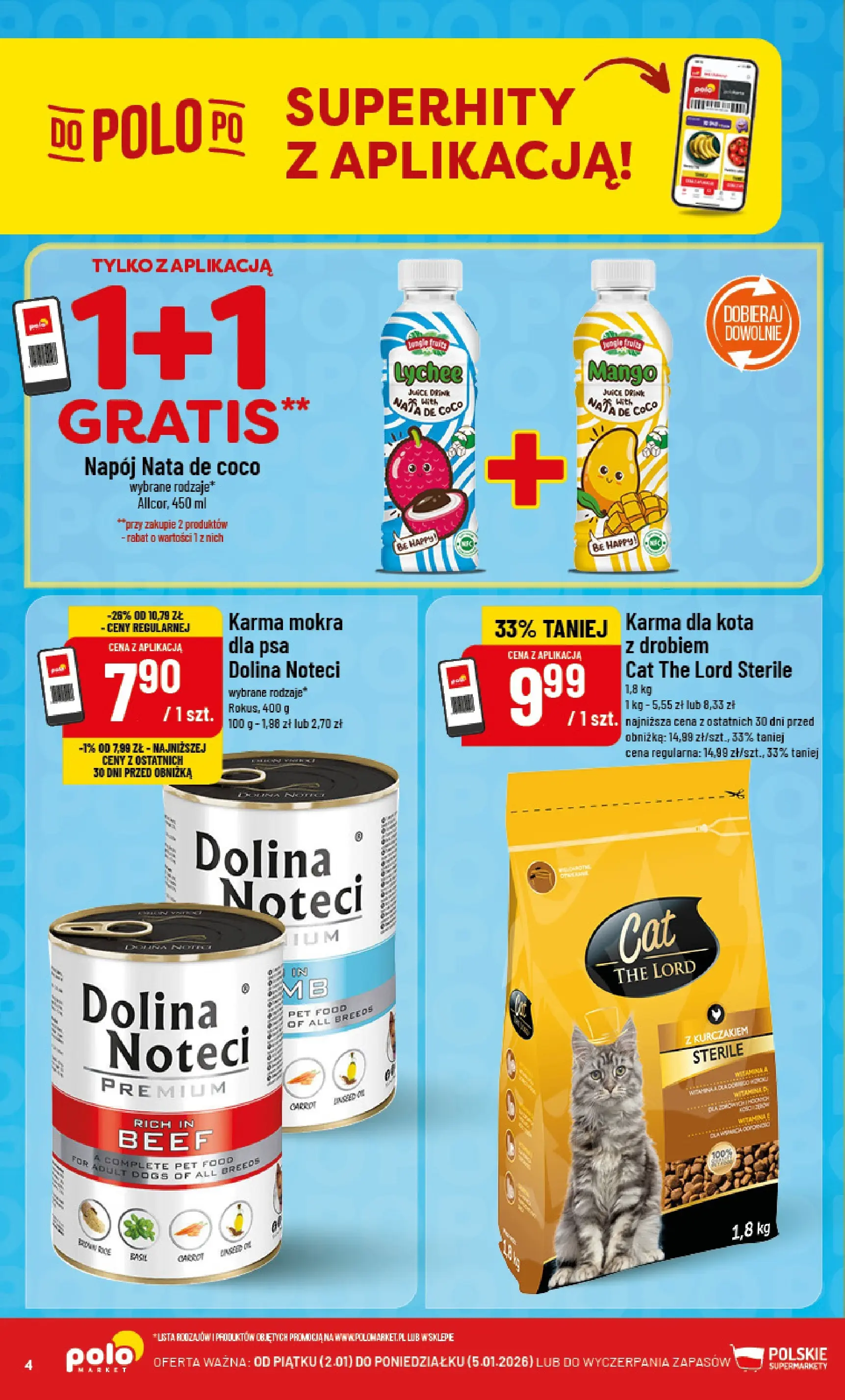 Nowa POLOmarket gazetka od jutra 01.01.2026 (PDF) | Strona: 4 | Produkty: Mango, Karma dla kota