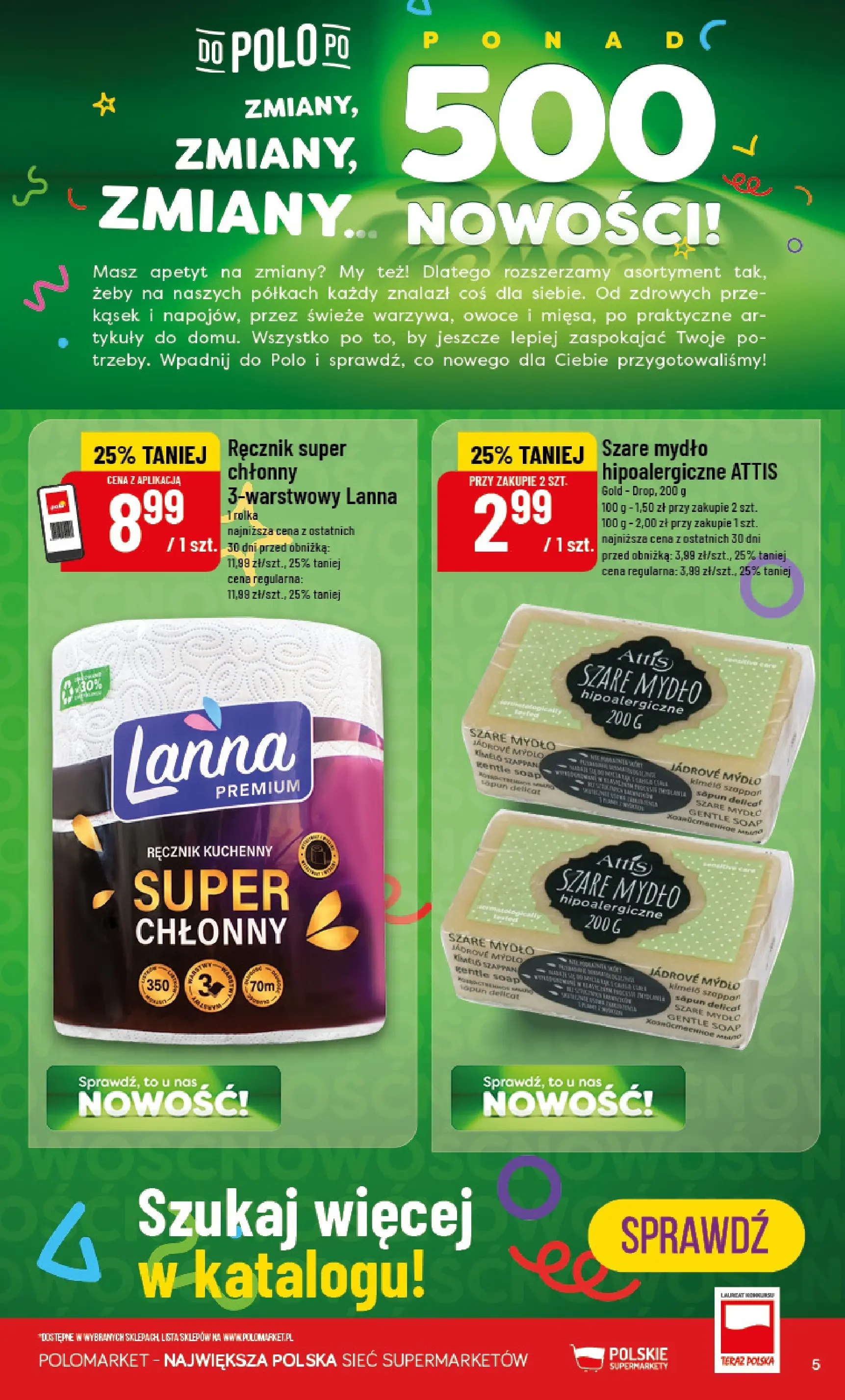 Nowa POLOmarket gazetka od jutra 01.01.2026 (PDF) | Strona: 5 | Produkty: Mydło, Owoce