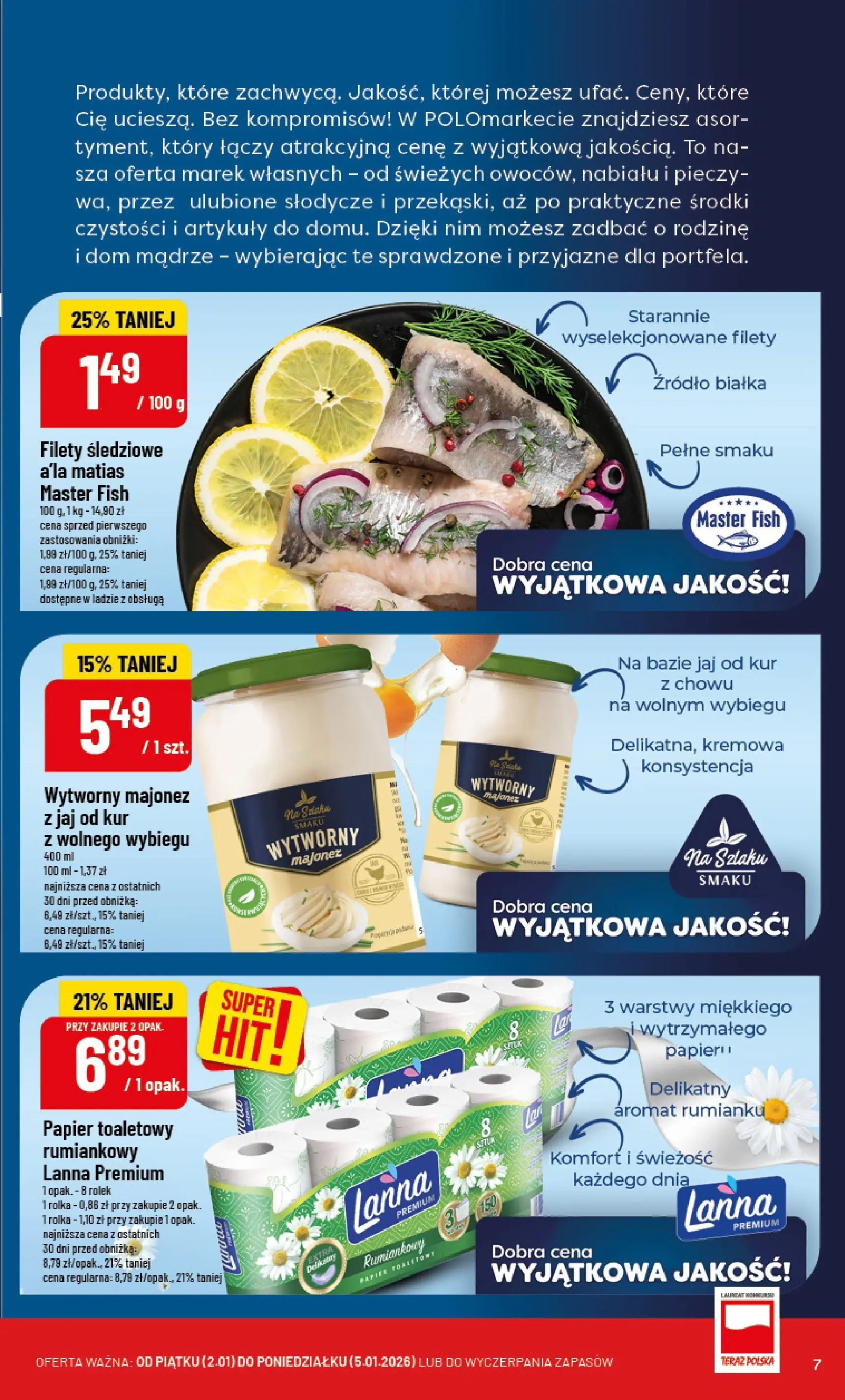 Nowa POLOmarket gazetka od jutra 01.01.2026 (PDF) | Strona: 7 | Produkty: Słodycze, Papier toaletowy, Majonez