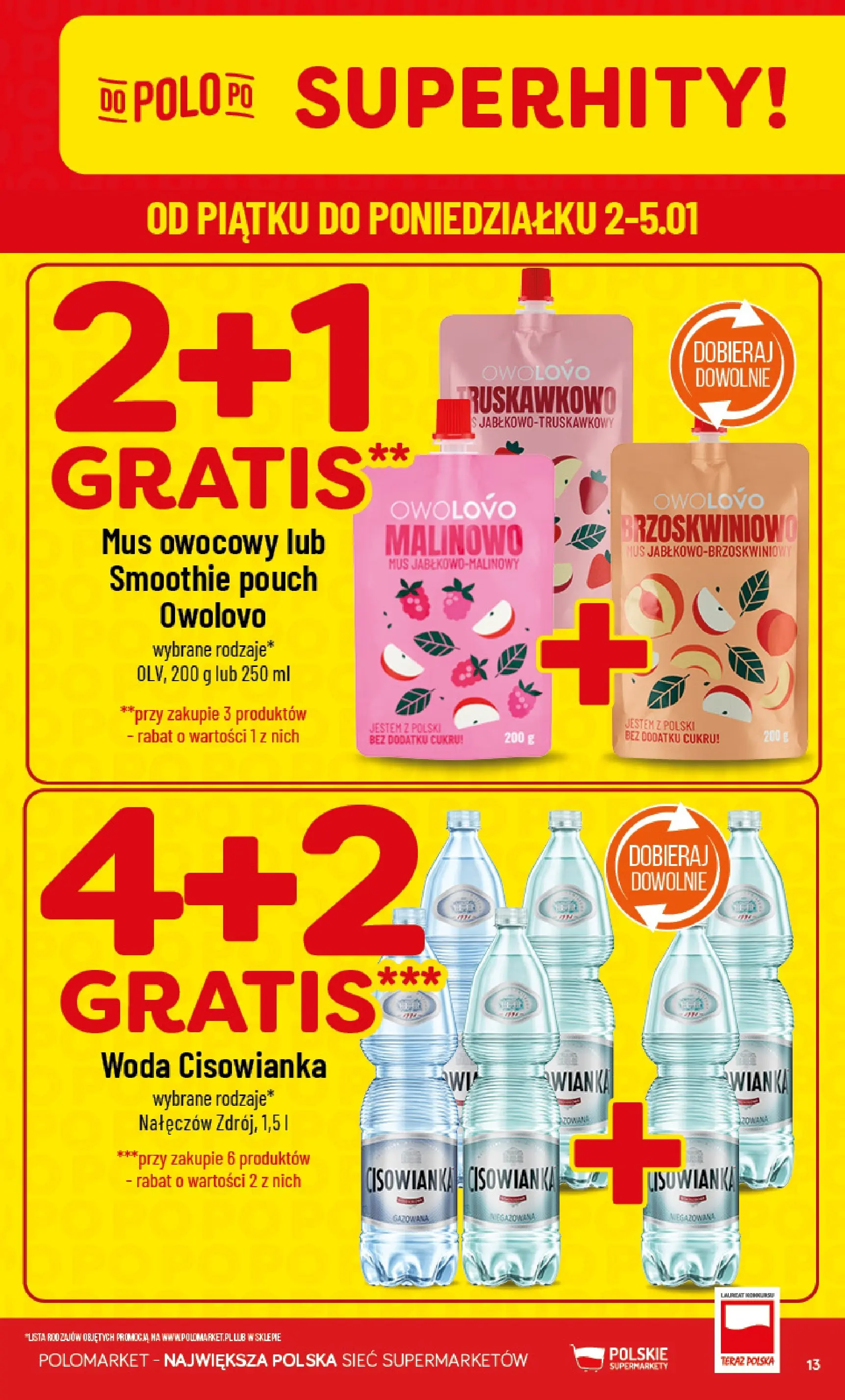 Nowa POLOmarket gazetka od jutra 01.01.2026 (PDF) | Strona: 13 | Produkty: Smoothie, Woda