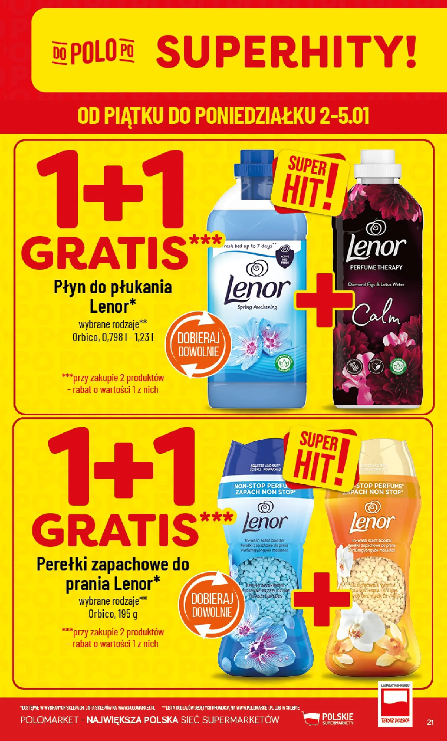 Nowa POLOmarket gazetka od jutra 01.01.2026 (PDF) | Strona: 21 | Produkty: Zapach, Płyn do płukania Lenor
