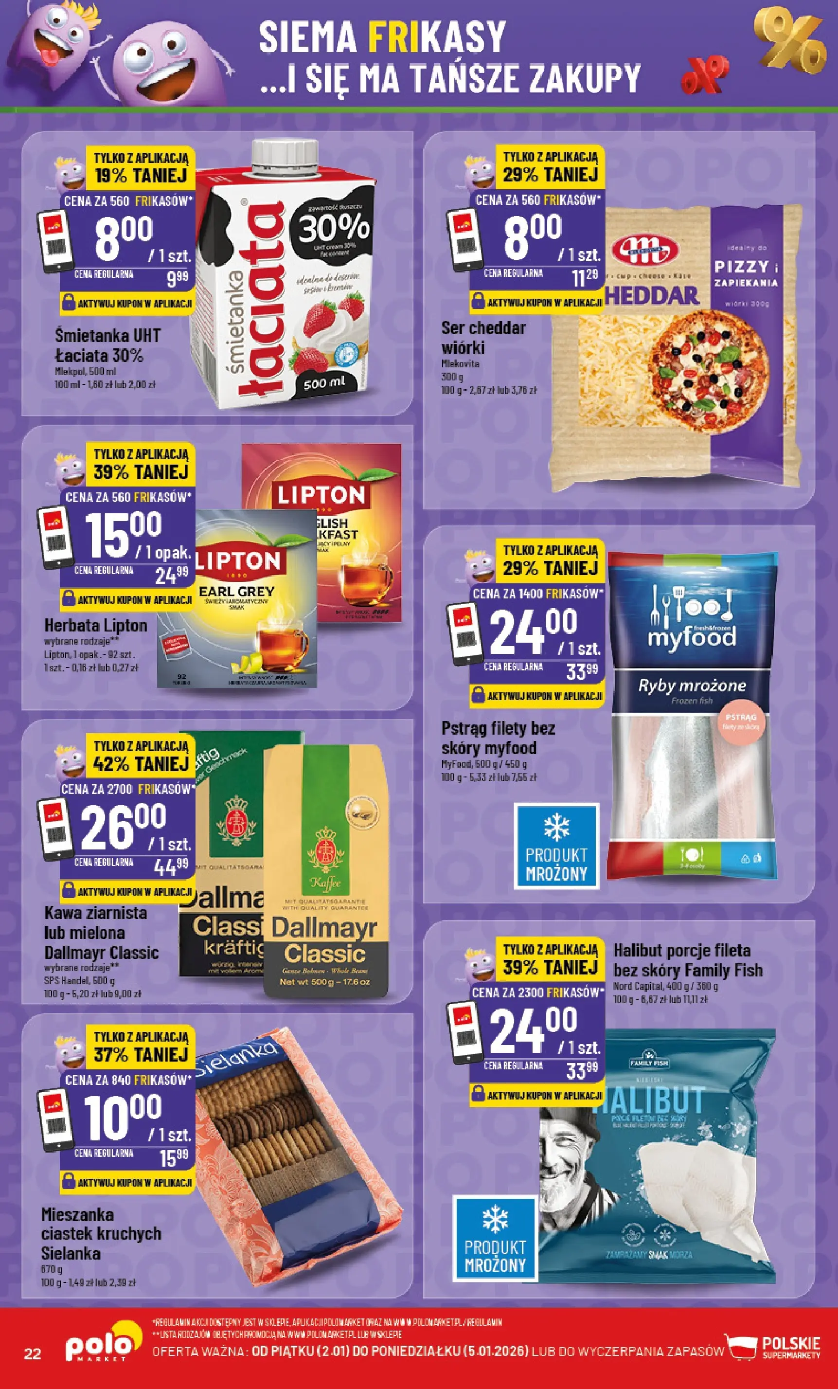 Nowa POLOmarket gazetka od jutra 01.01.2026 (PDF) | Strona: 22 | Produkty: Kawa ziarnista, Kawa, Ryby, Herbata