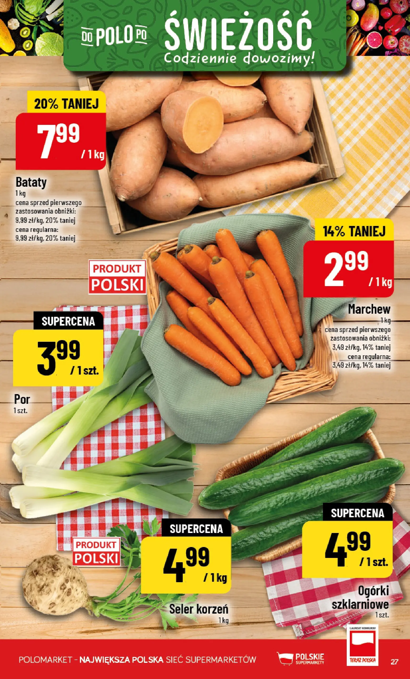 Nowa POLOmarket gazetka od jutra 01.01.2026 (PDF) | Strona: 27 | Produkty: Bataty, Ogórki