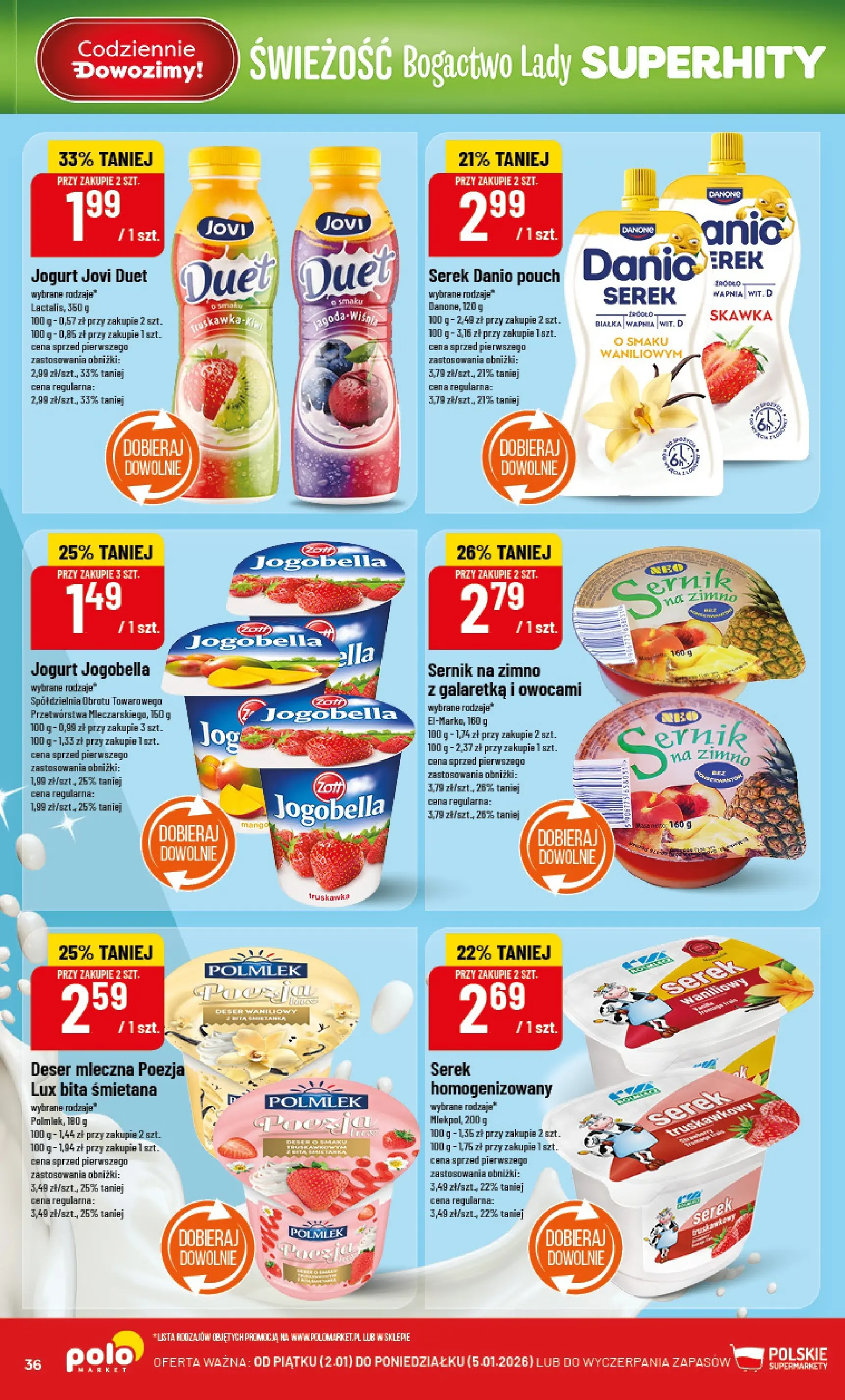Nowa POLOmarket gazetka od jutra 01.01.2026 (PDF) | Strona: 36 | Produkty: Mango, Galaretka, Jogurt, Śmietana