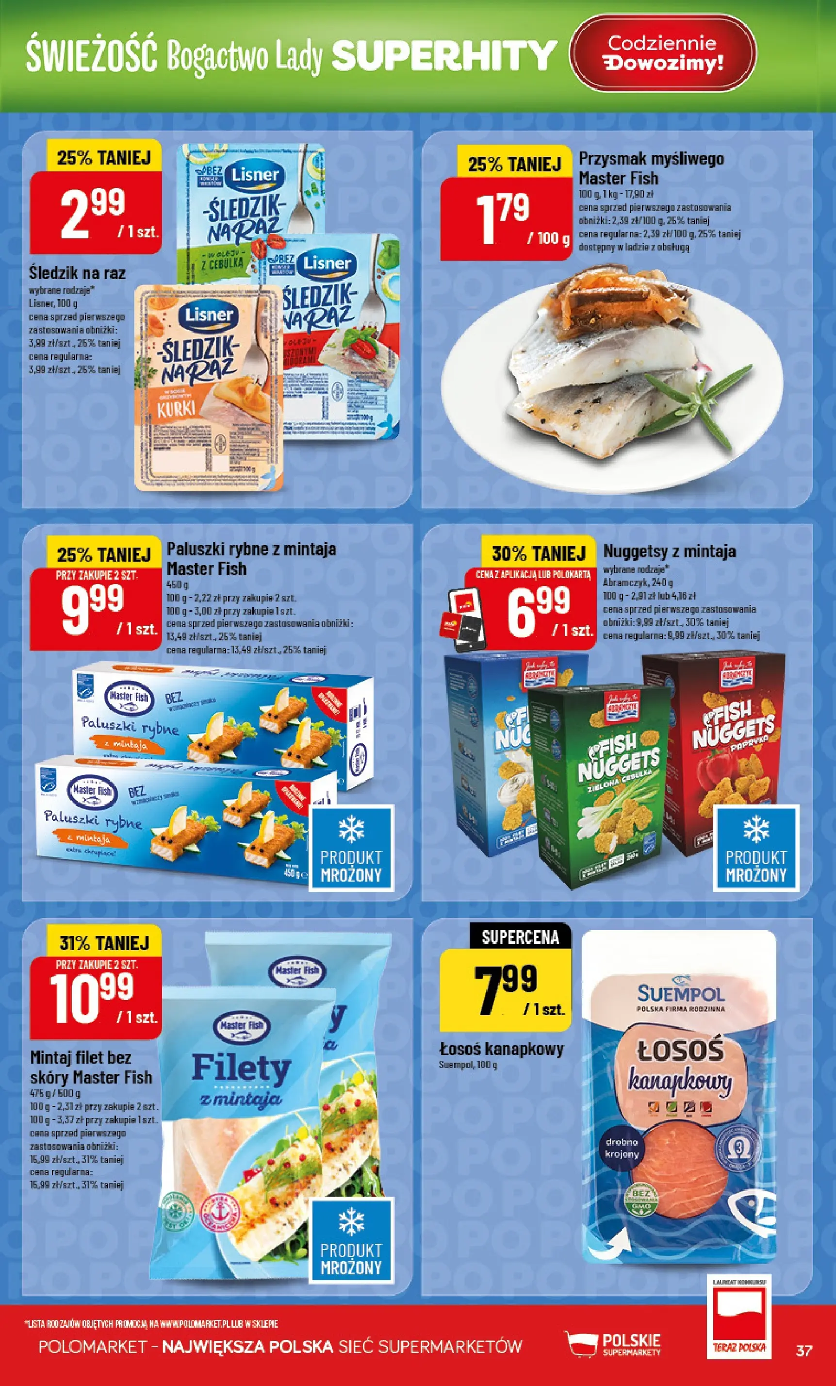 Nowa POLOmarket gazetka od jutra 01.01.2026 (PDF) | Strona: 37 | Produkty: Paluszki rybne, Łosoś, Paluszki, Nuggets