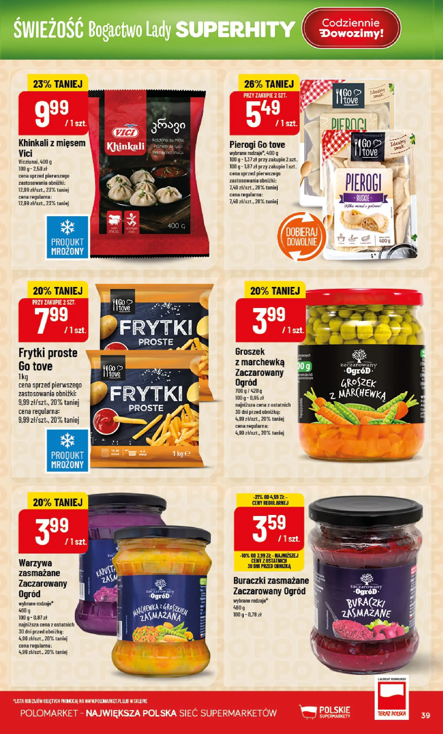Nowa POLOmarket gazetka od jutra 01.01.2026 (PDF) | Strona: 39 | Produkty: Marchewka, Buraczki zasmażane, Warzywa, Marchewka z groszkiem