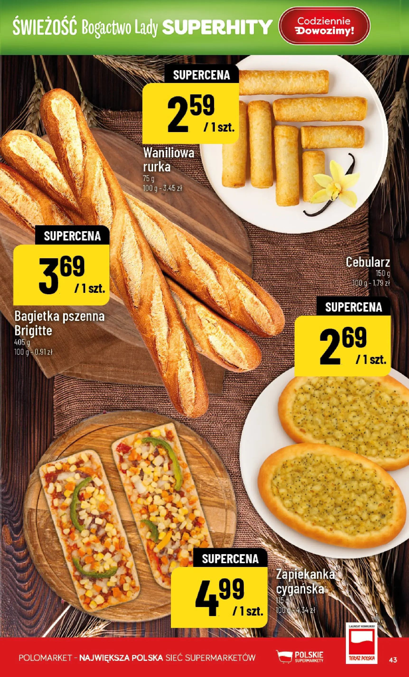 Nowa POLOmarket gazetka od jutra 01.01.2026 (PDF) | Strona: 43 | Produkty: Zapiekanka, Bagietka