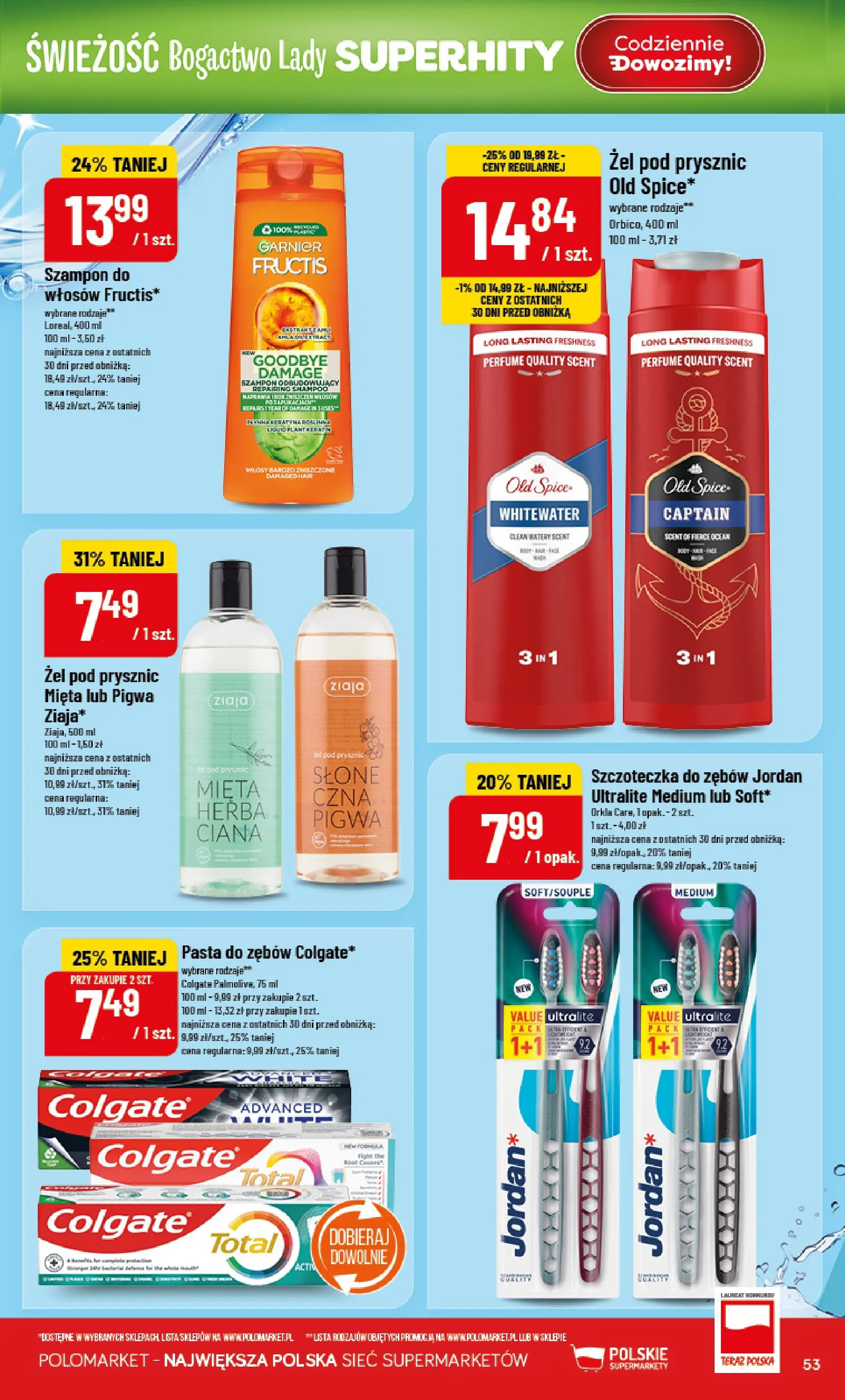 Nowa POLOmarket gazetka od jutra 01.01.2026 (PDF) | Strona: 53 | Produkty: Mięta, Prysznic, Żel pod prysznic, Pasta do zębów