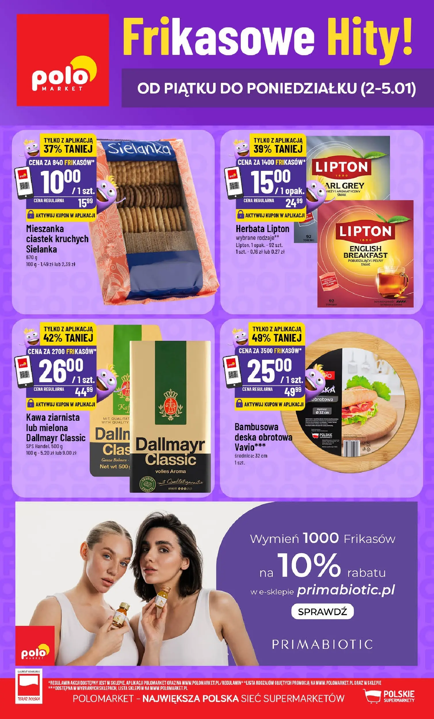 Nowa POLOmarket gazetka od jutra 01.01.2026 (PDF) | Strona: 1 | Produkty: Kawa ziarnista, Herbata lipton, Herbata, Torebki