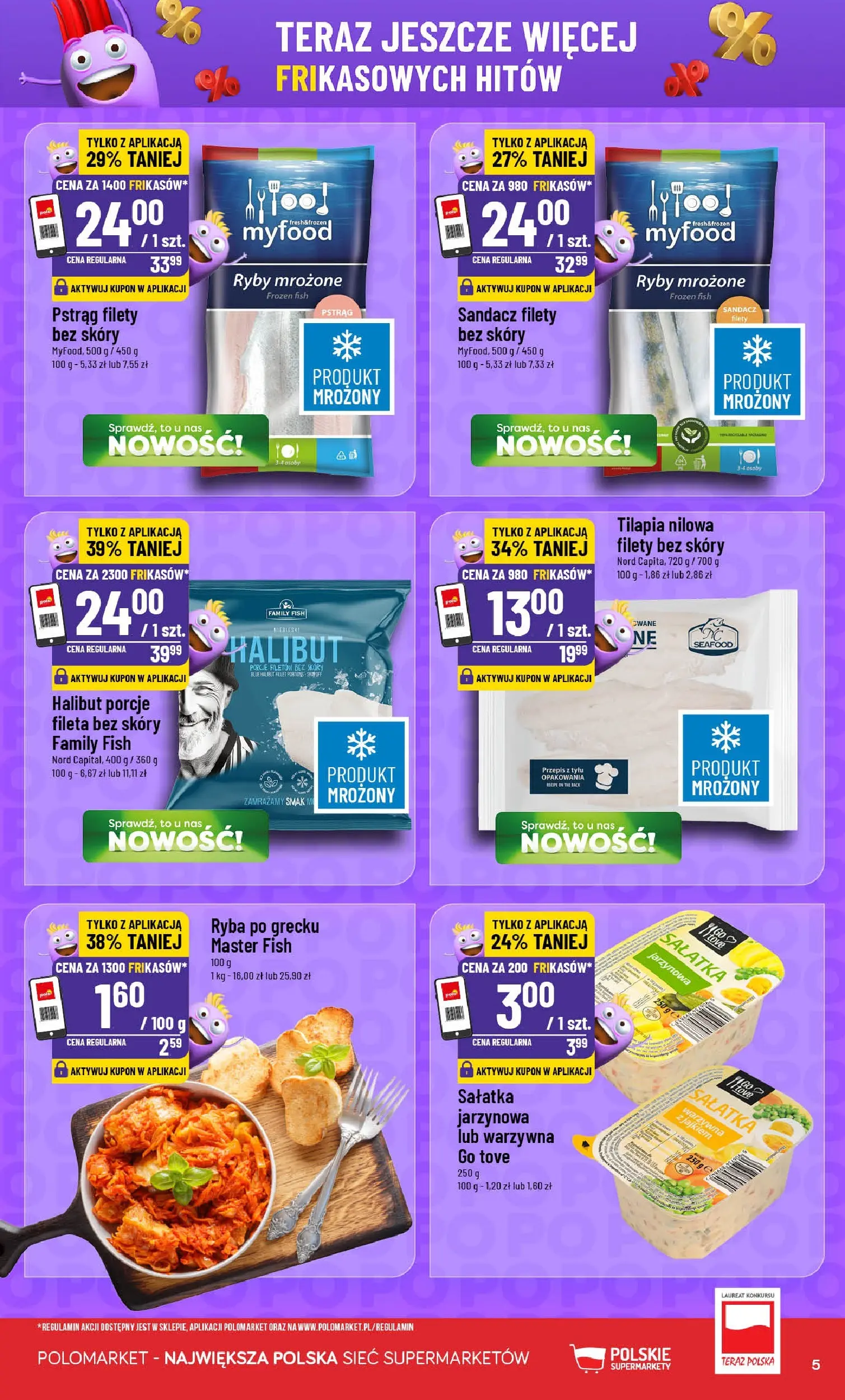 Nowa POLOmarket gazetka od jutra 01.01.2026 (PDF) | Strona: 5 | Produkty: Pstrąg, Tilapia, Ryba po grecku, Ryby