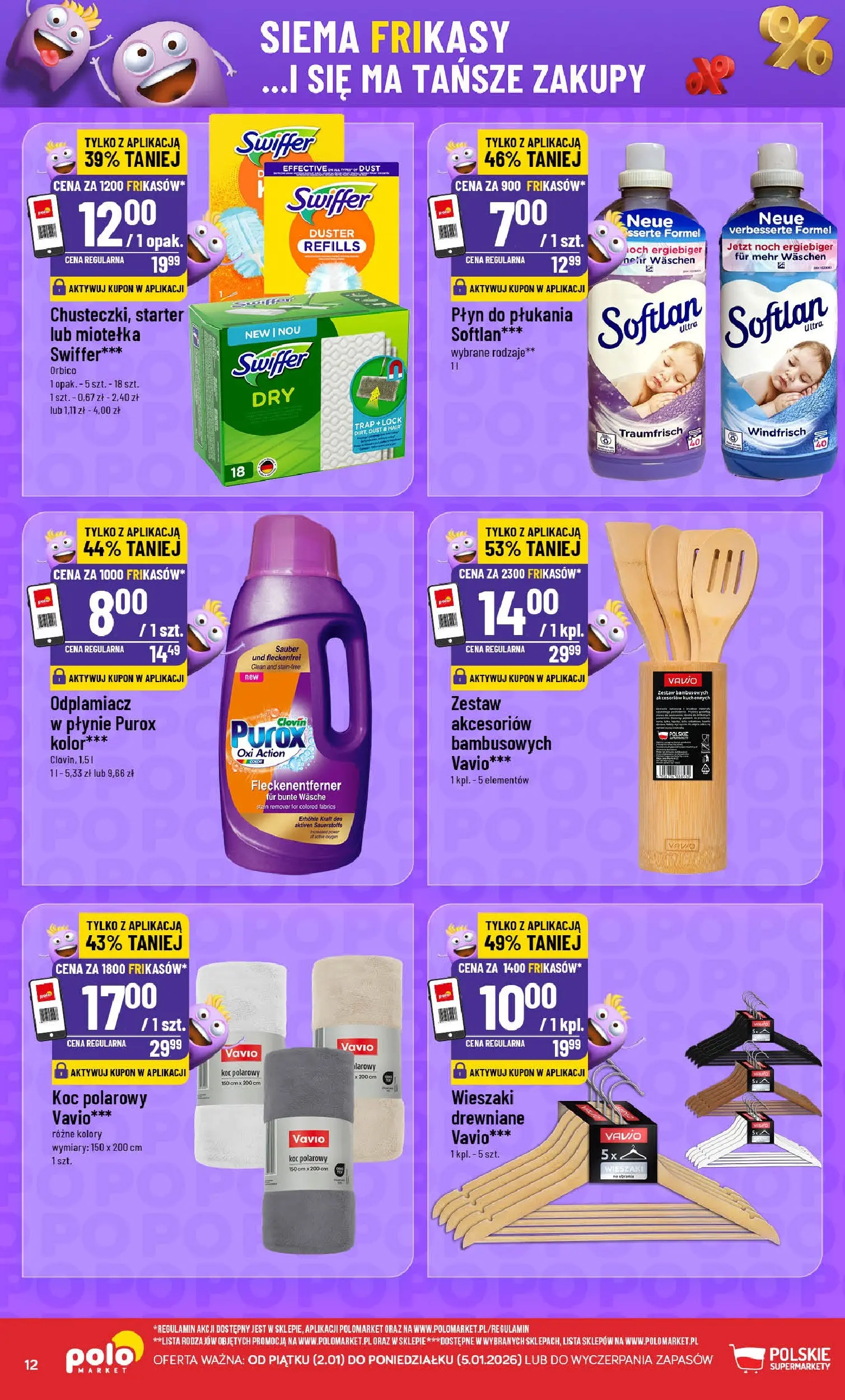 Nowa POLOmarket gazetka od jutra 01.01.2026 (PDF) | Strona: 12 | Produkty: Starter, Koc, Wieszaki, Odplamiacz