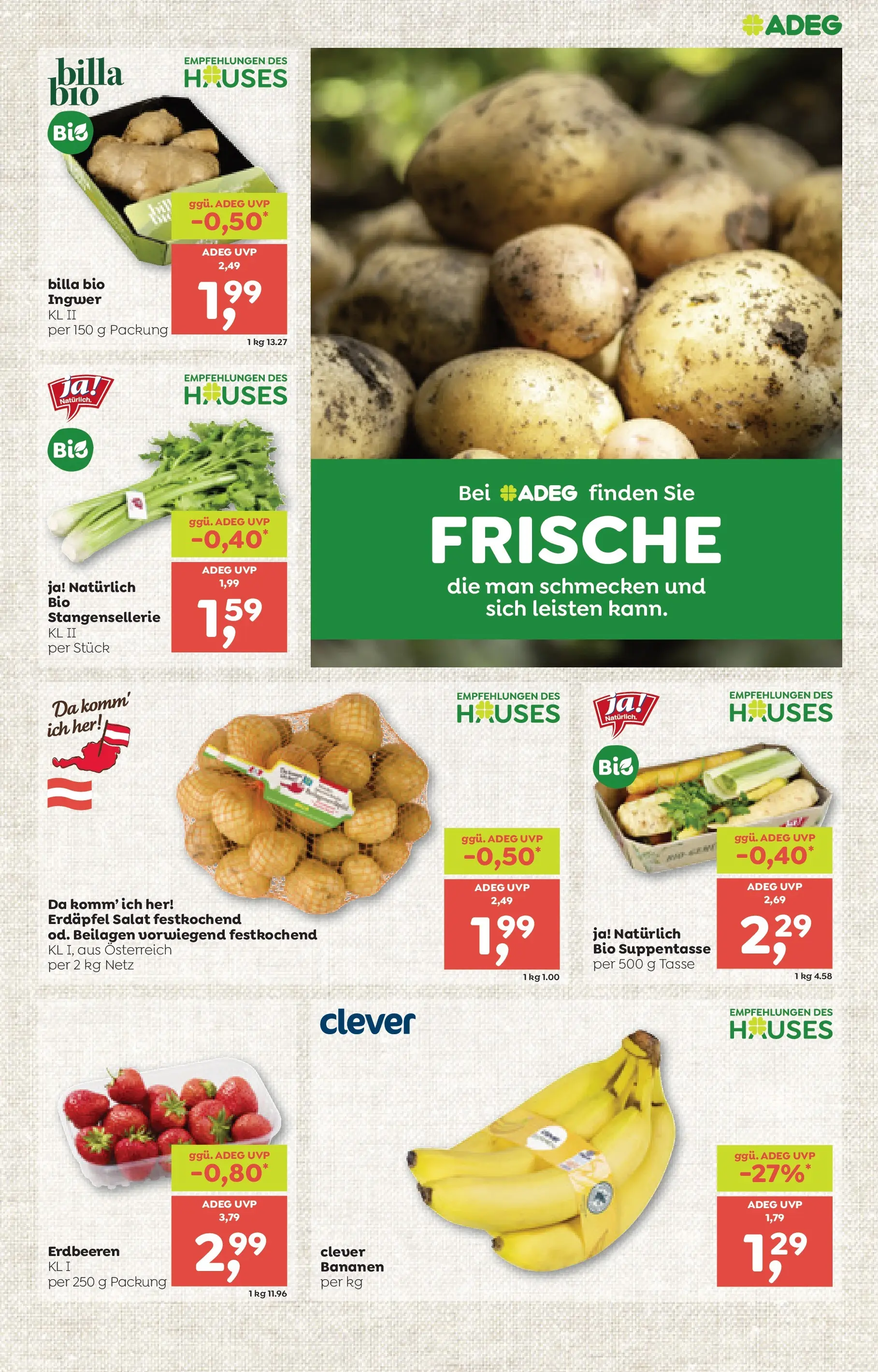 ADEG Wolfurt, Feldkirch von 08.01.2026 - Aktuelle Angebote | Seite: 7 | Produkte: Erdbeeren, Salat, Bananen