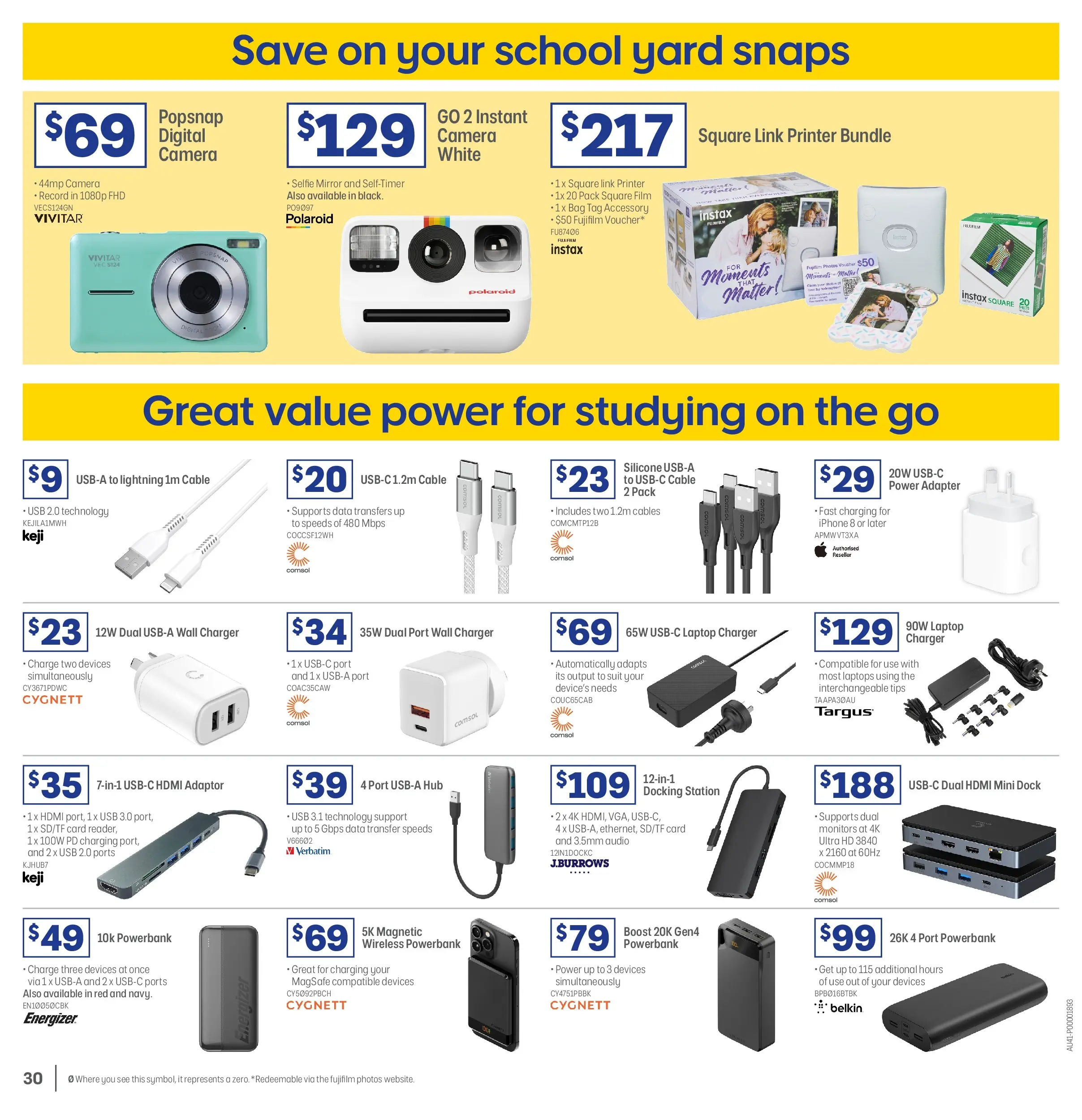 Officeworks - Back to School - 31/12/2025 > weekly / monthly specials | Page: 30 | Products: Charger, Digital, Cable, Adapter