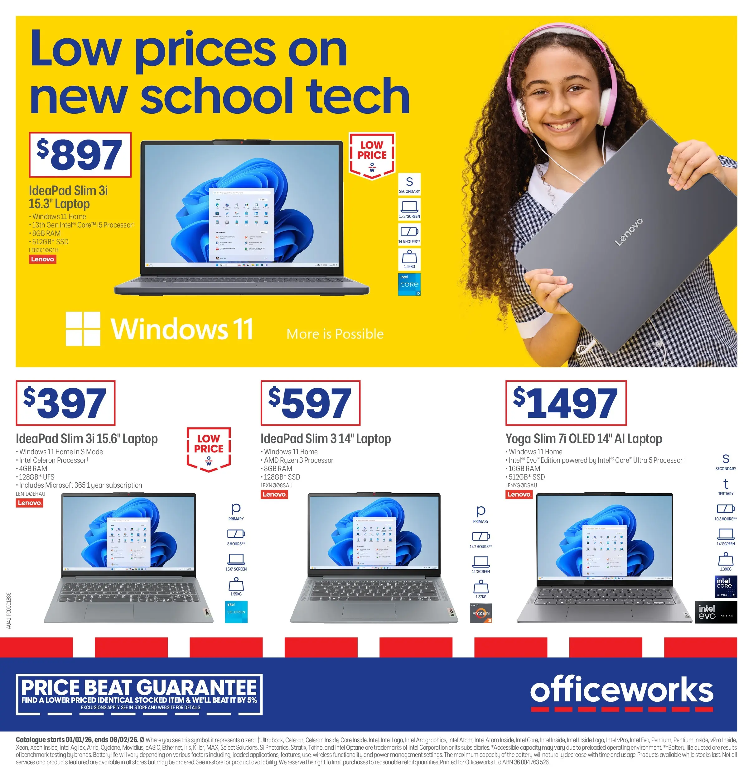 Officeworks - BYOD - 31/12/2025 > weekly / monthly specials | Page: 1 | Products: Battery, Laptop, Screen