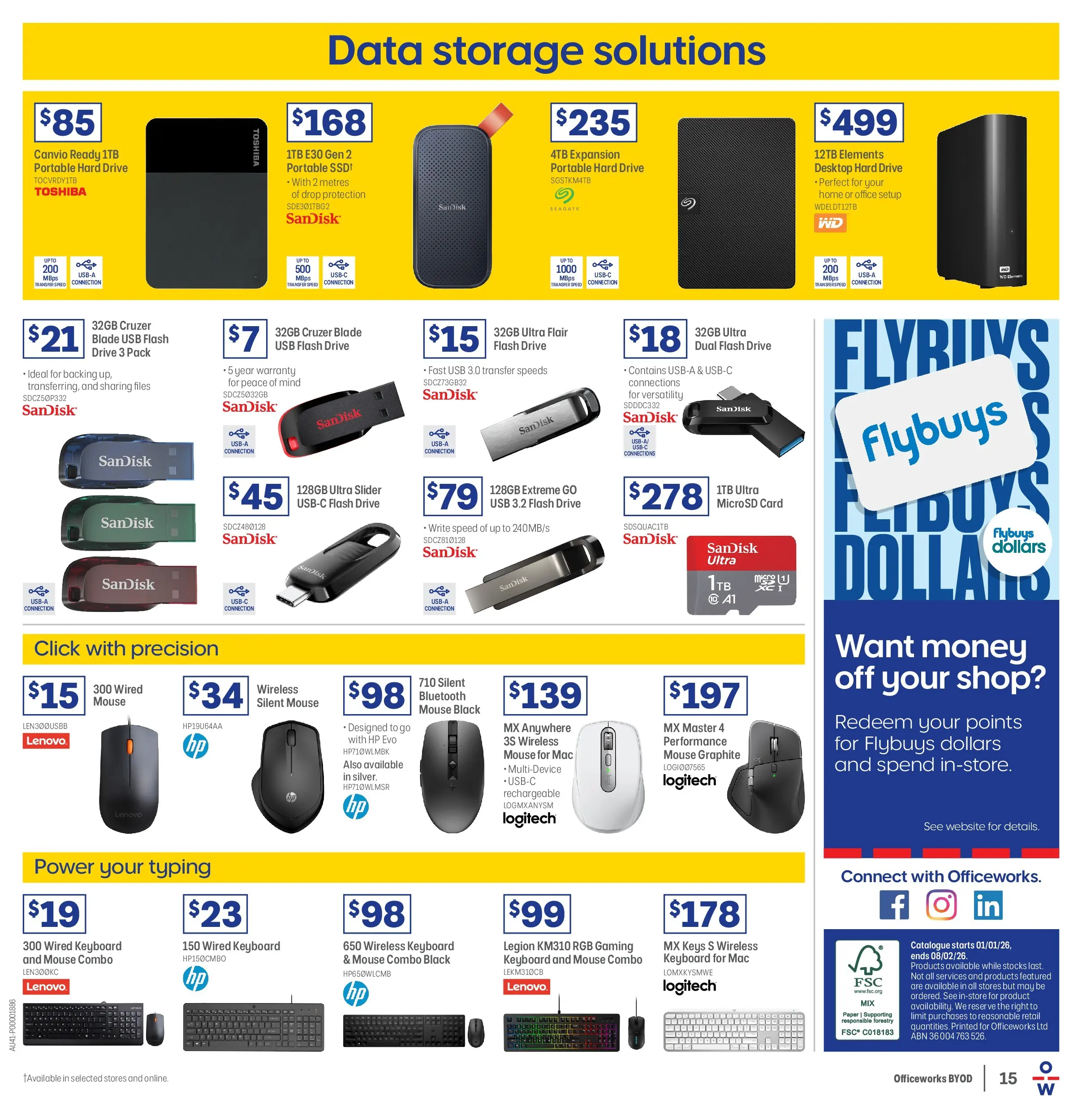 Officeworks - BYOD - 31/12/2025 > weekly / monthly specials | Page: 15 | Products: Desktop, Mouse, Keyboard, Usb